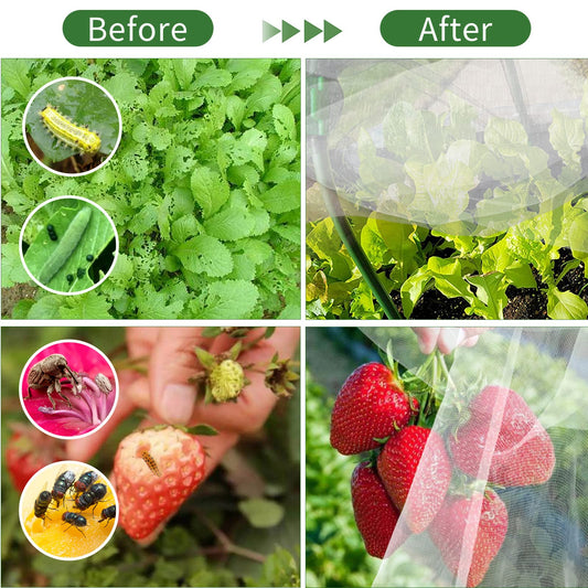 Garden Netting Kit, Garden Netting Kit for Raised Beds - 6pcs Garden Hoops with 8x20 ft Ultra Fine Garden Netting & 24 Clips, Protection Plant Covers for Greenhouse Vegetable Row Cover Bird
