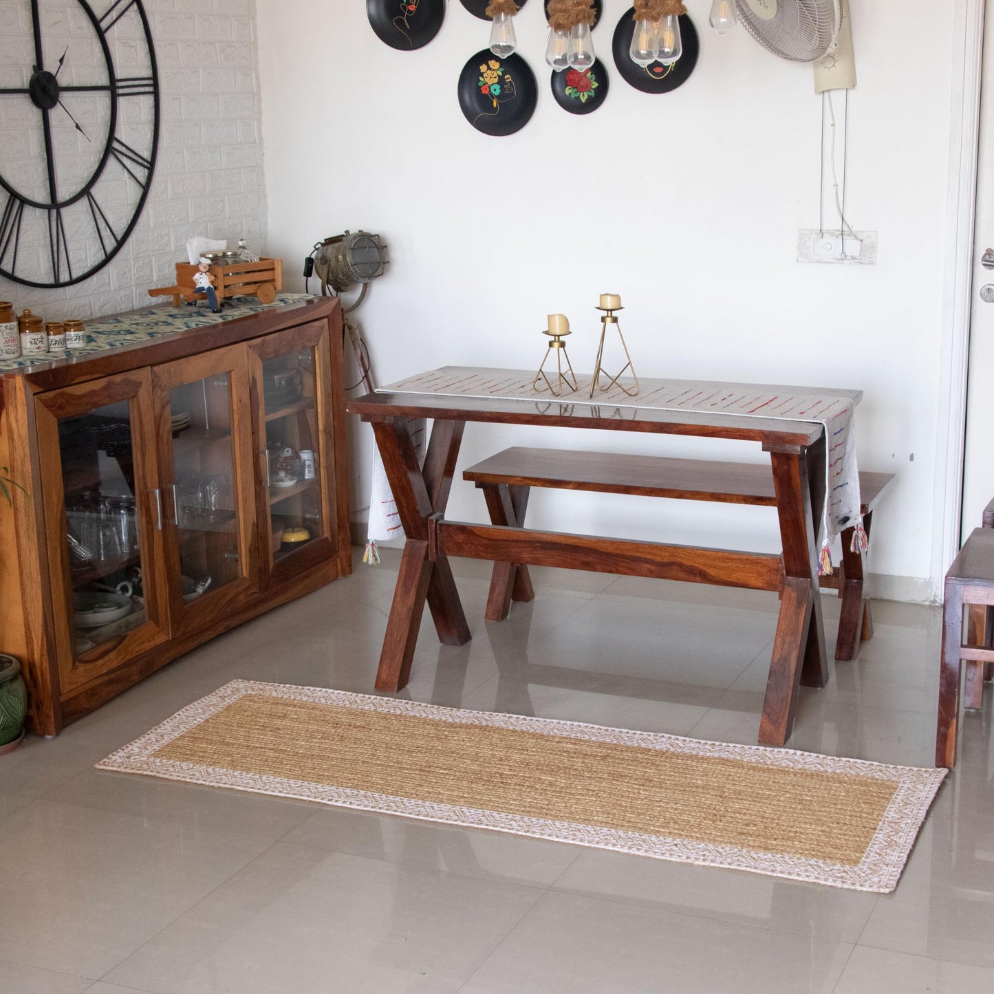 Premium Quality Jute Braided Area Rug, Stain Resistance, Natural Handmade