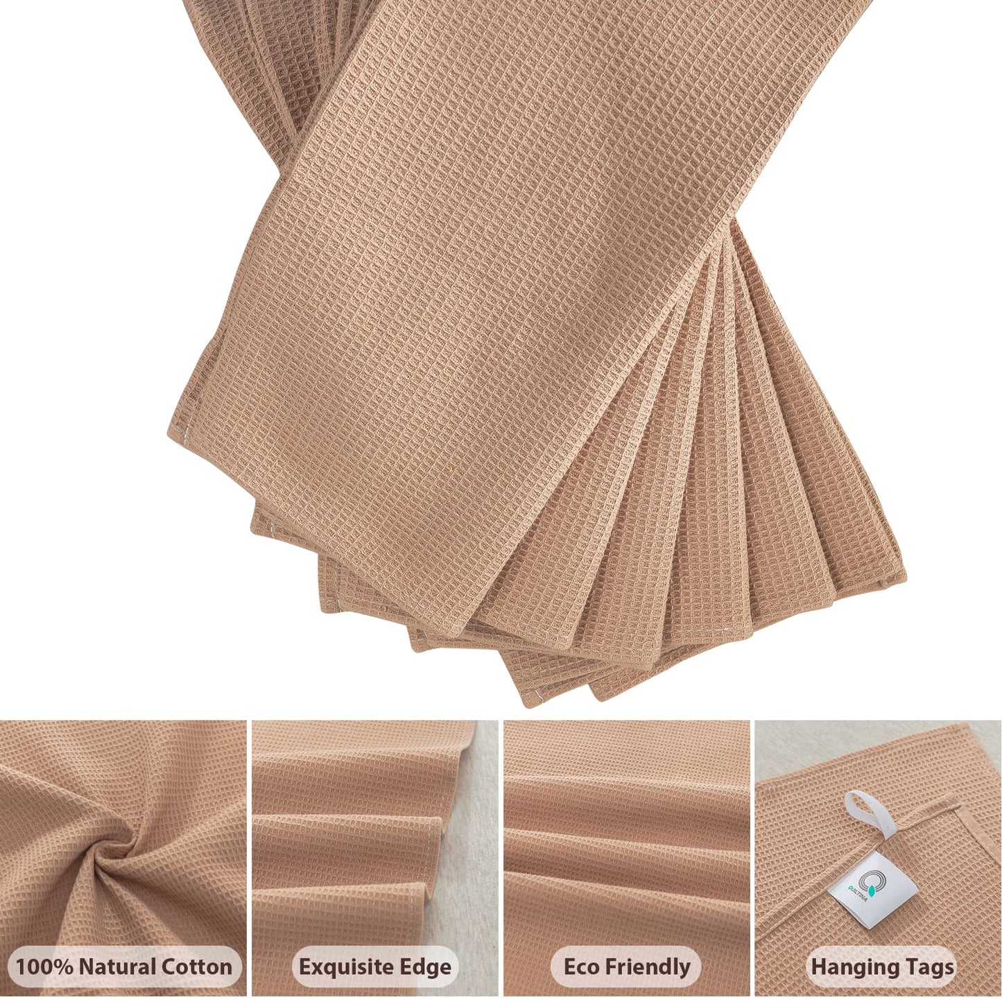 Dish Towels Set, 100% Cotton 6 Pack, Super Absorbent for Drying and Cleaning