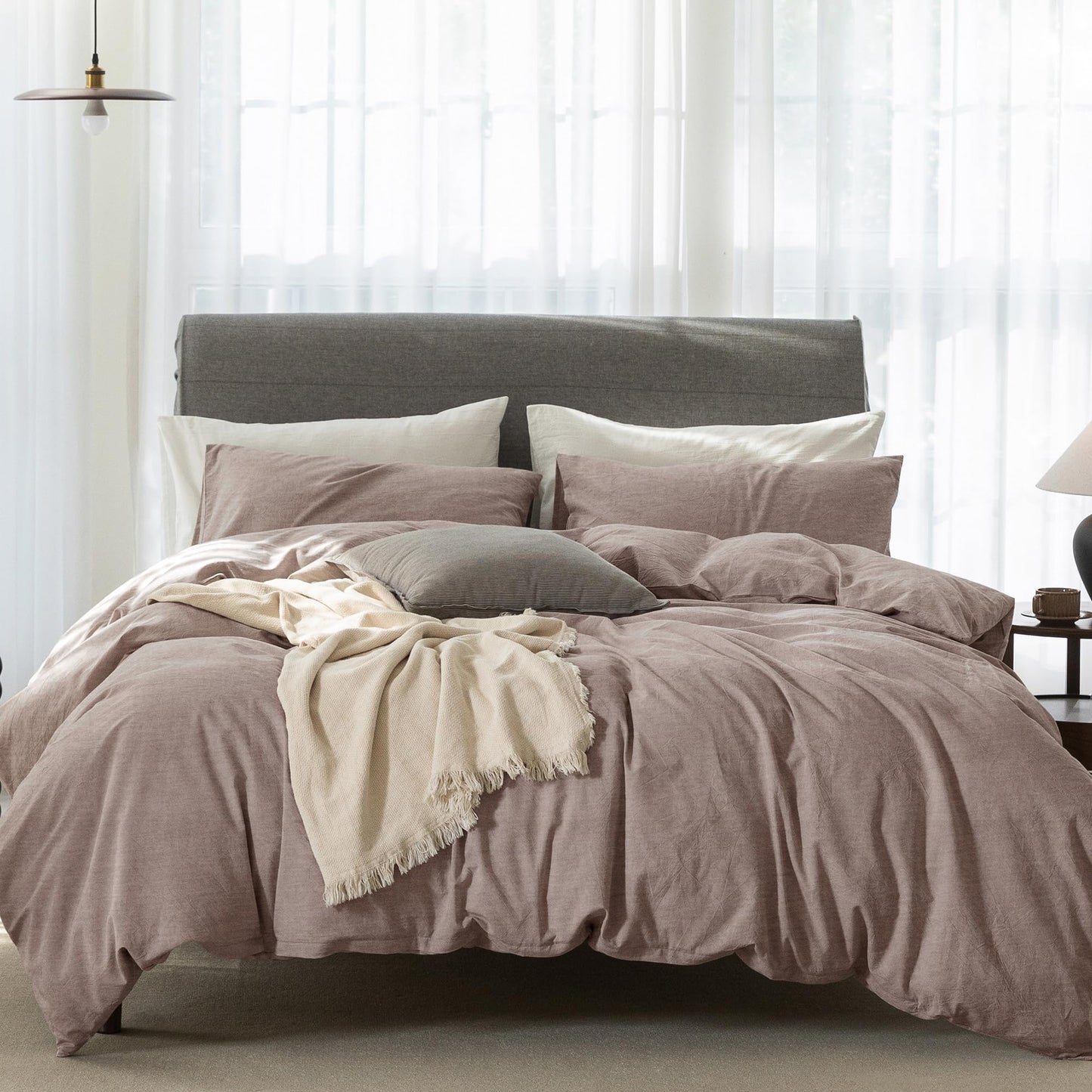 Bedding Duvet Cover Set Linen Like Texture 100% Cotton - Breathable