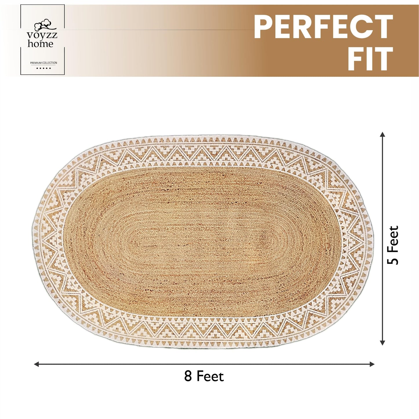 Premium Quality Jute Braided Area Rug, Stain Resistance, Natural Handmade