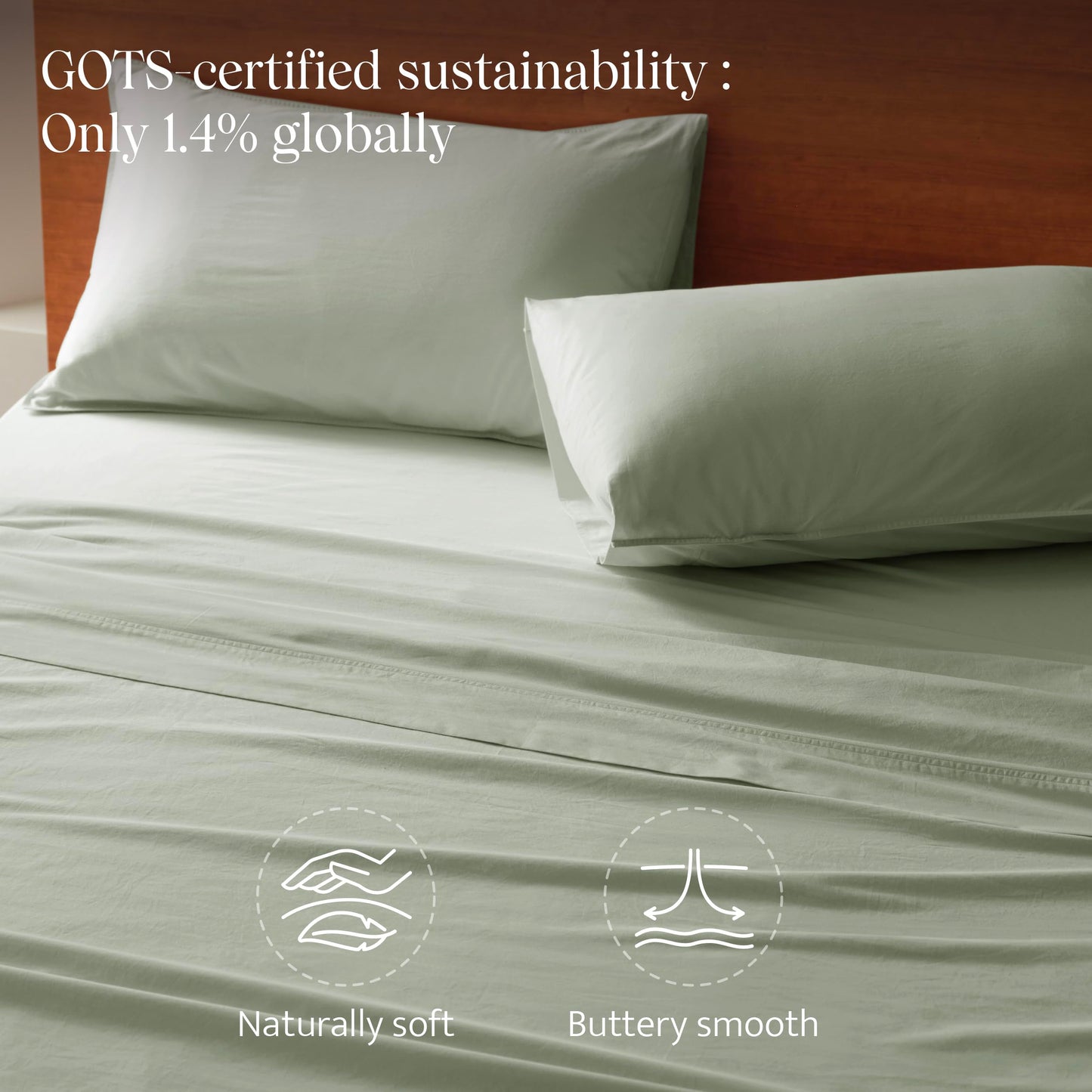 Double Stitch Organic Cotton Sheets - Soft & Breathable Sheet Set 4 Piece, Luxury 300 TC