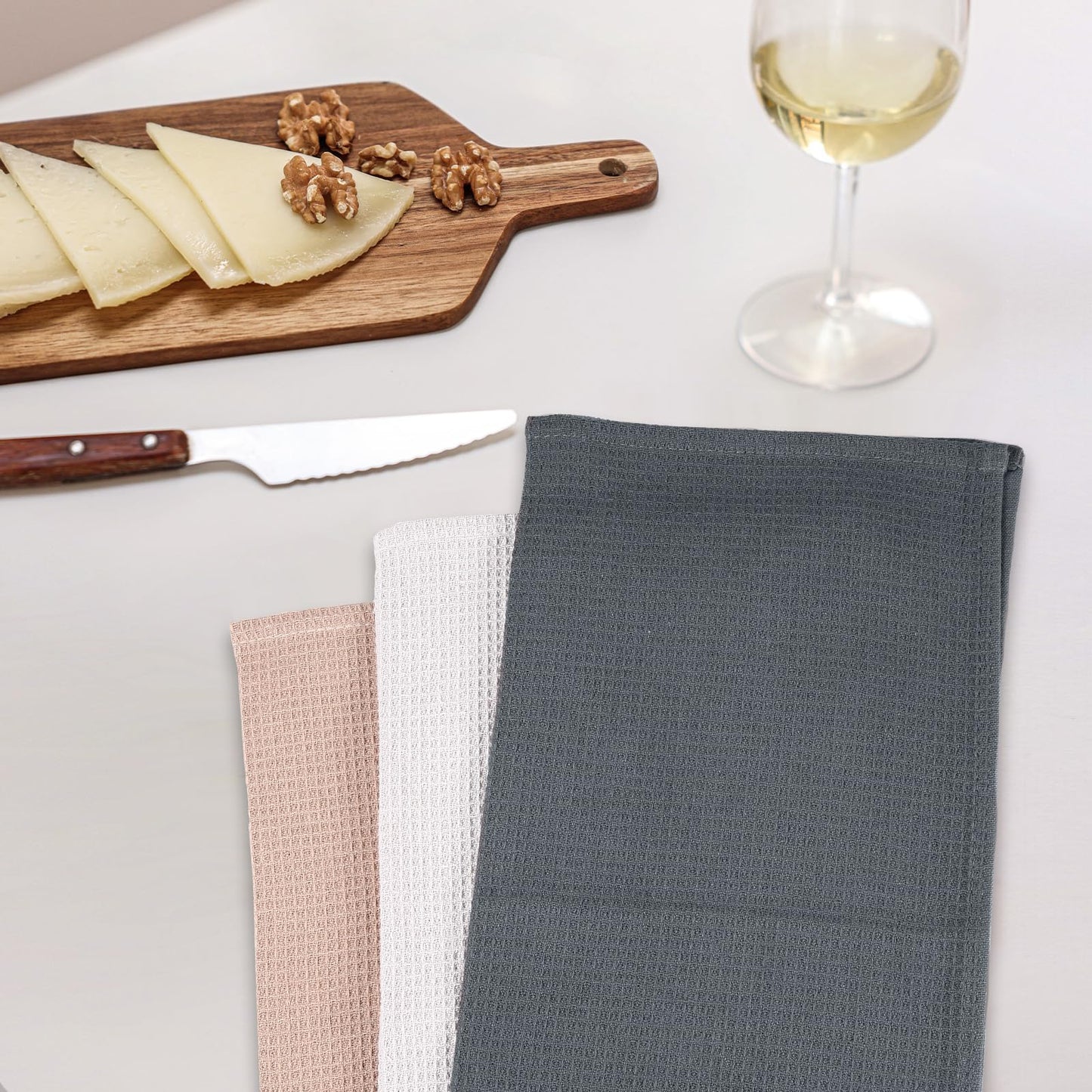 Dish Towels Set, 100% Cotton 6 Pack, Super Absorbent for Drying and Cleaning