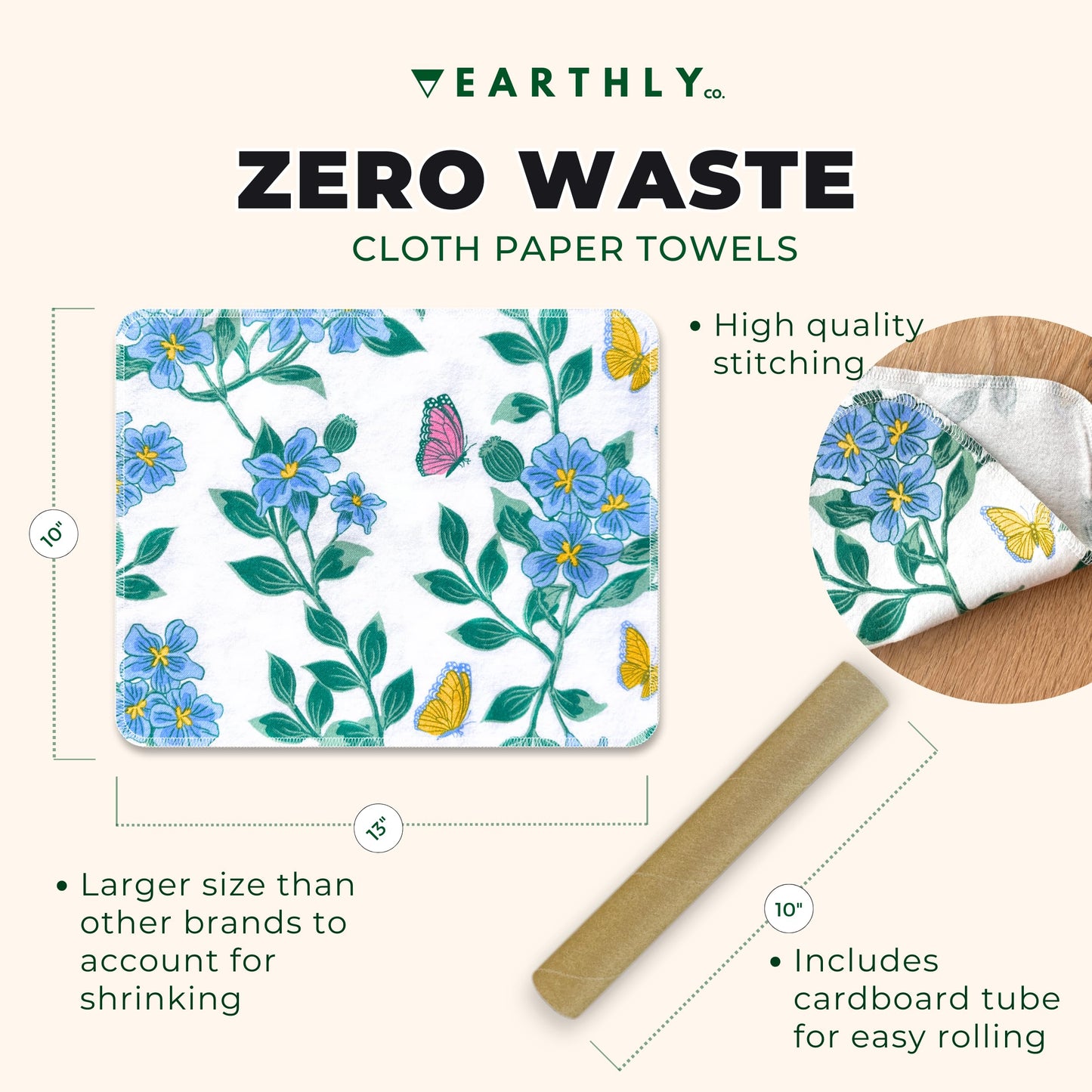 24 Pack - Roll of Washable Cotton Cloth Paper Towels