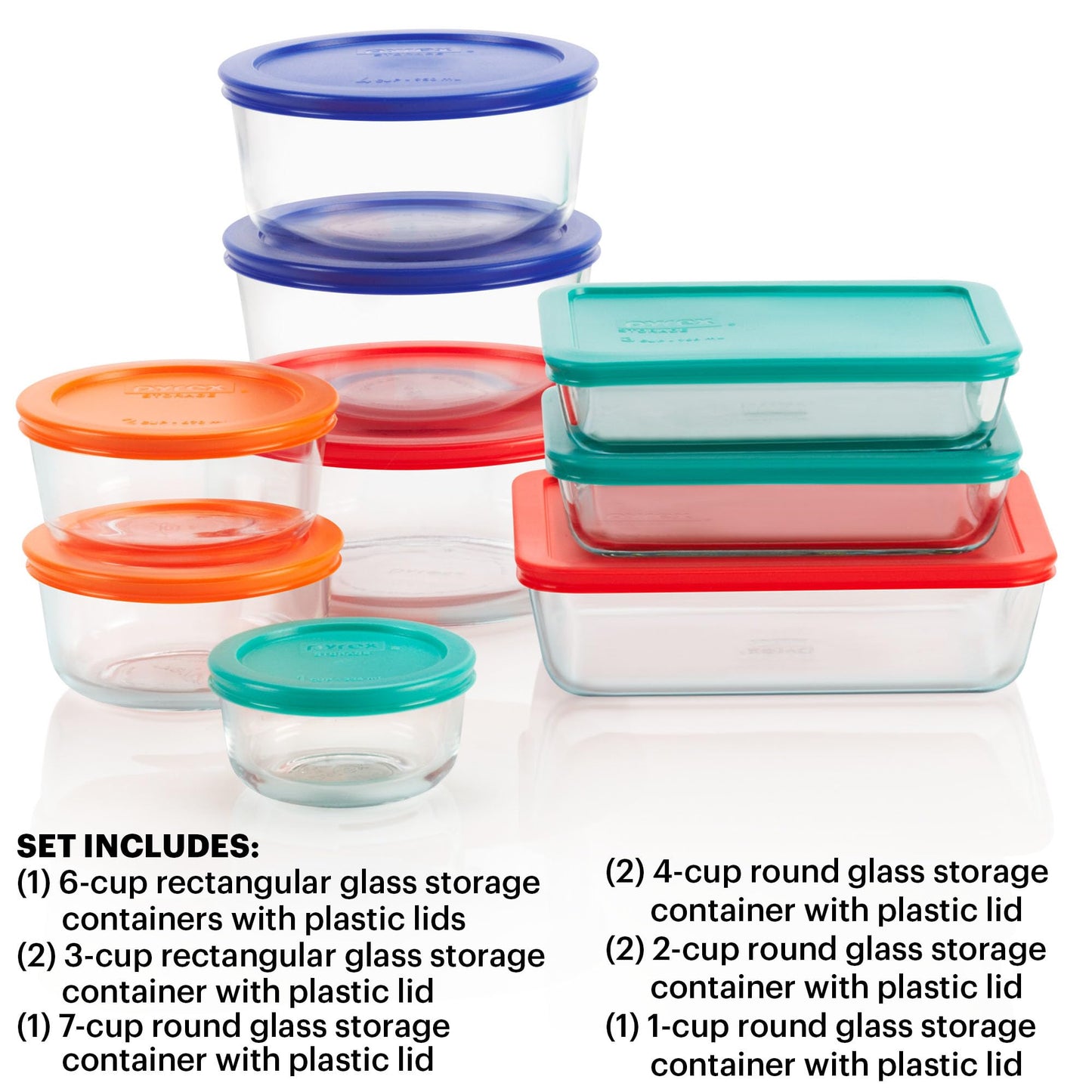 Pyrex Glass Food Storage Set, BPA-Free, Dishwasher & Microwave Safe