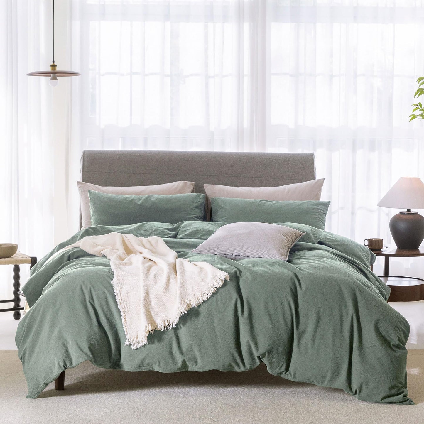 Bedding Duvet Cover Set Linen Like Texture 100% Cotton - Breathable