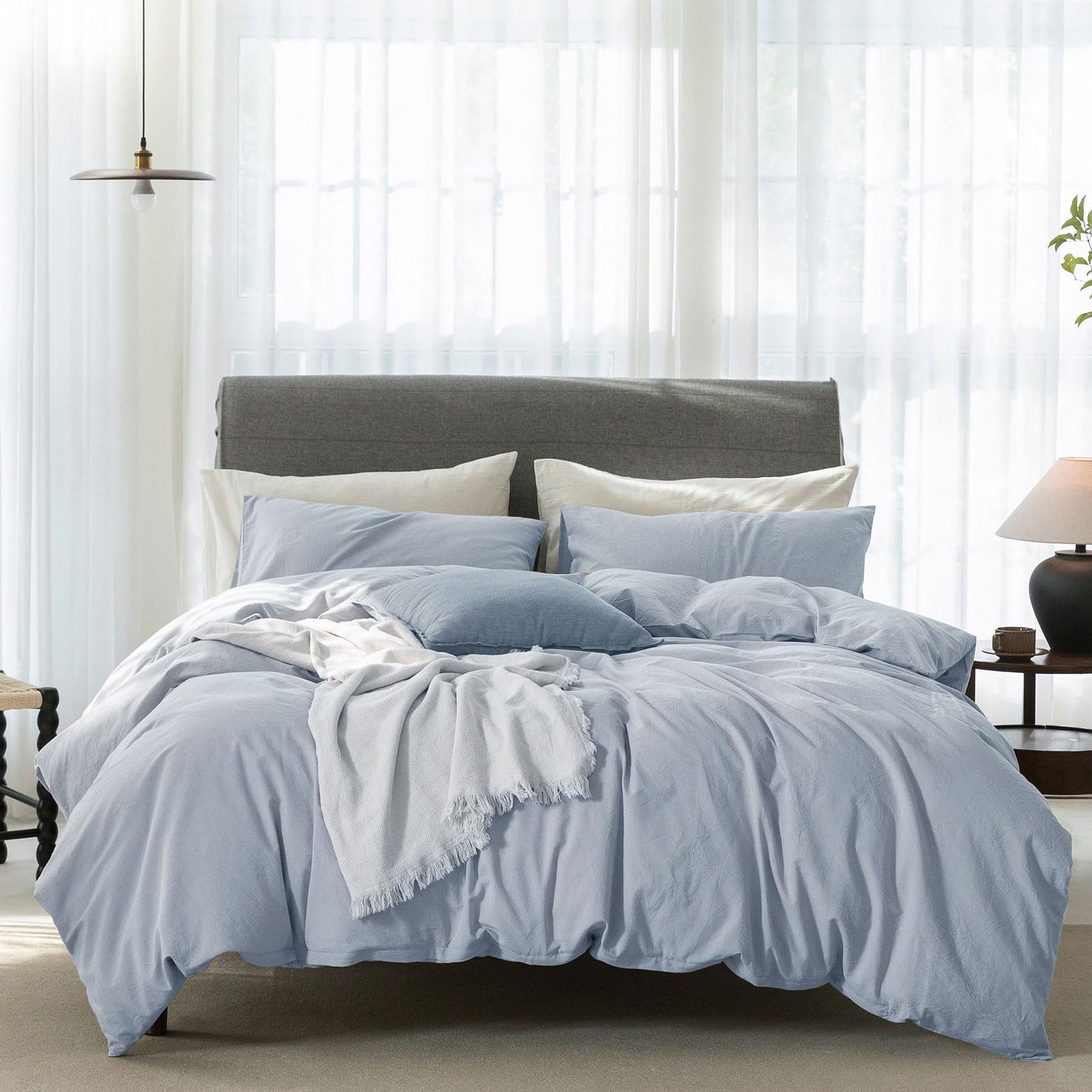 Bedding Duvet Cover Set Linen Like Texture 100% Cotton - Breathable