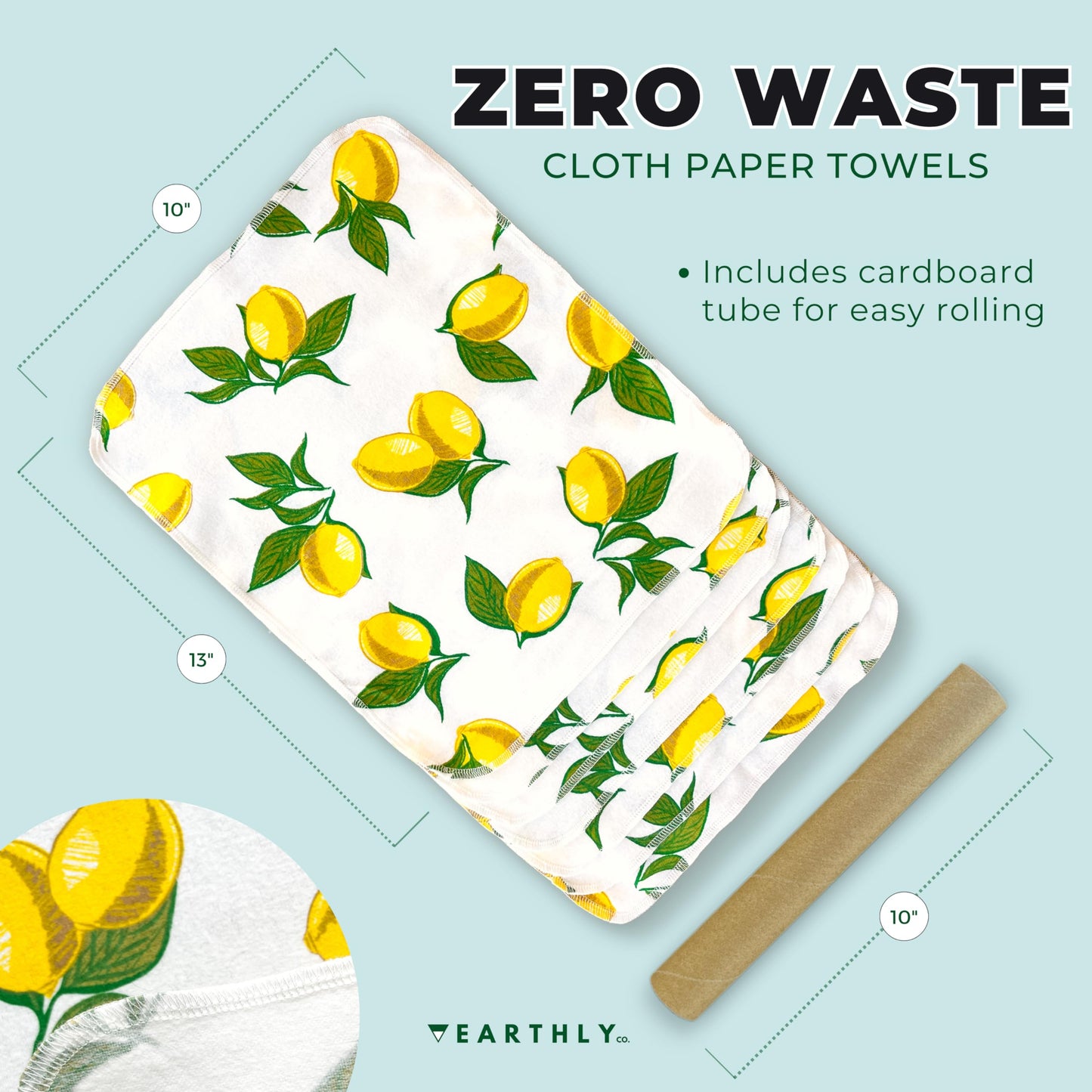 24 Pack - Roll of Washable Cotton Cloth Paper Towels