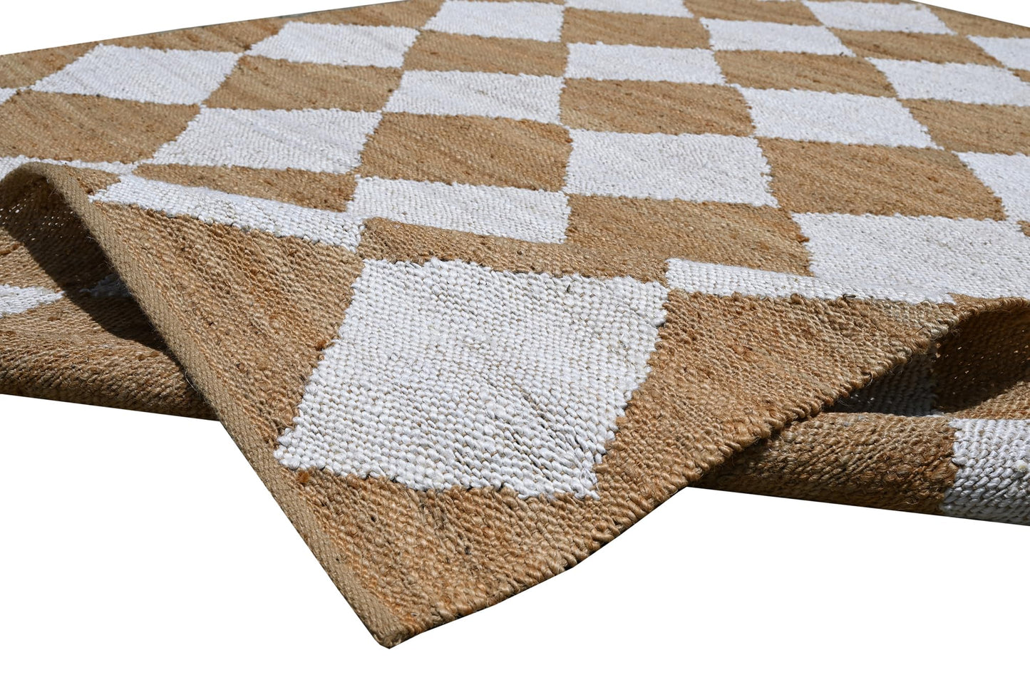 Indoor Hand Woven Fiber Jute Diamond Area Rug