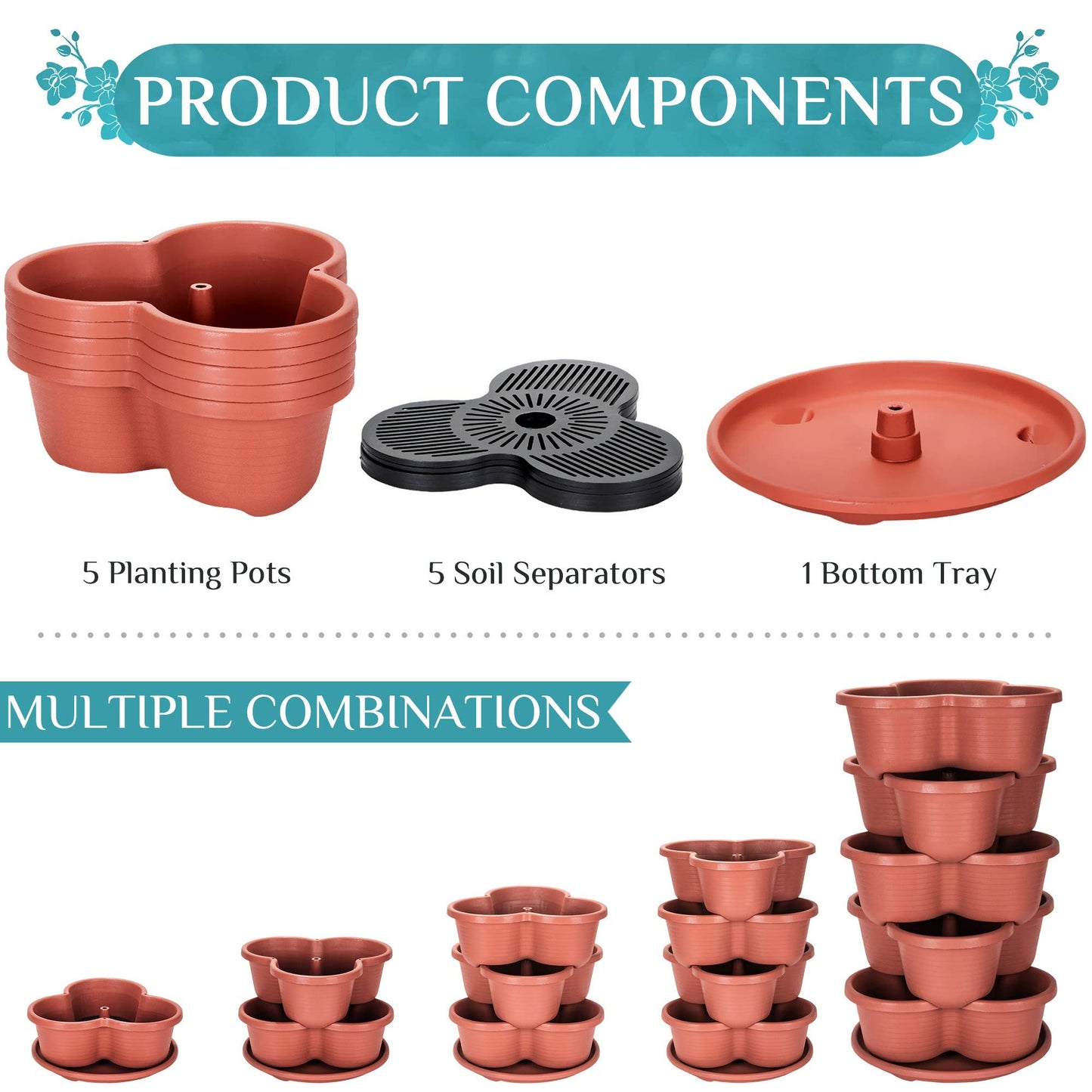 Stackable Planter- Grow Vegetables, Herbs, and Succulents with Ease