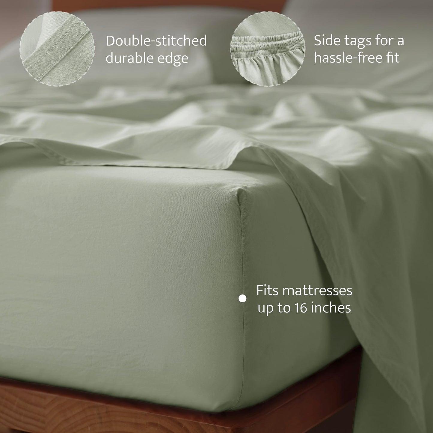 Double Stitch Organic Cotton Sheets - Soft & Breathable Sheet Set 4 Piece, Luxury 300 TC