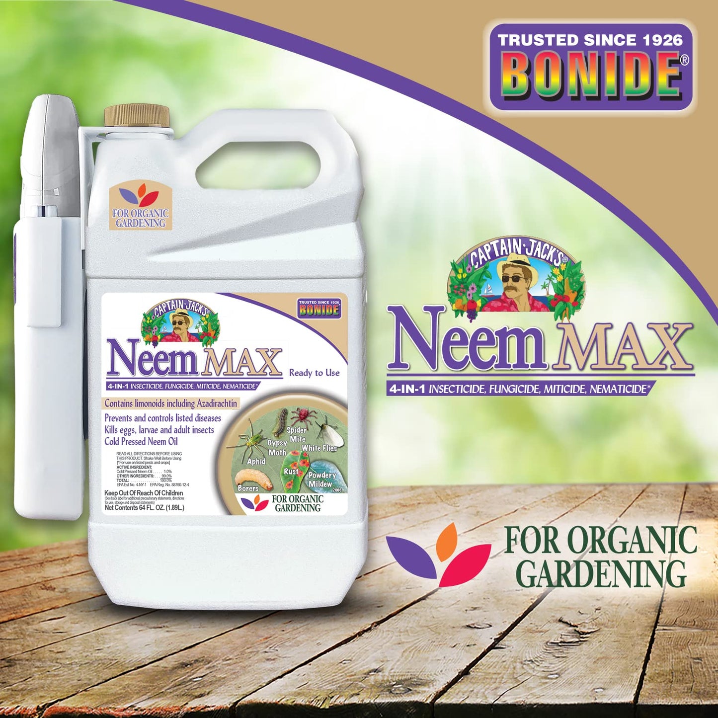 Neem Max, 128 oz Ready-to-Use Spray Cold Pressed Neem Oil for Organic Gardening