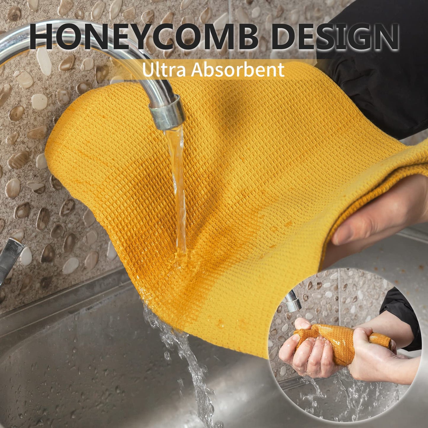 Dish Towels Set, 100% Cotton 6 Pack, Super Absorbent for Drying and Cleaning