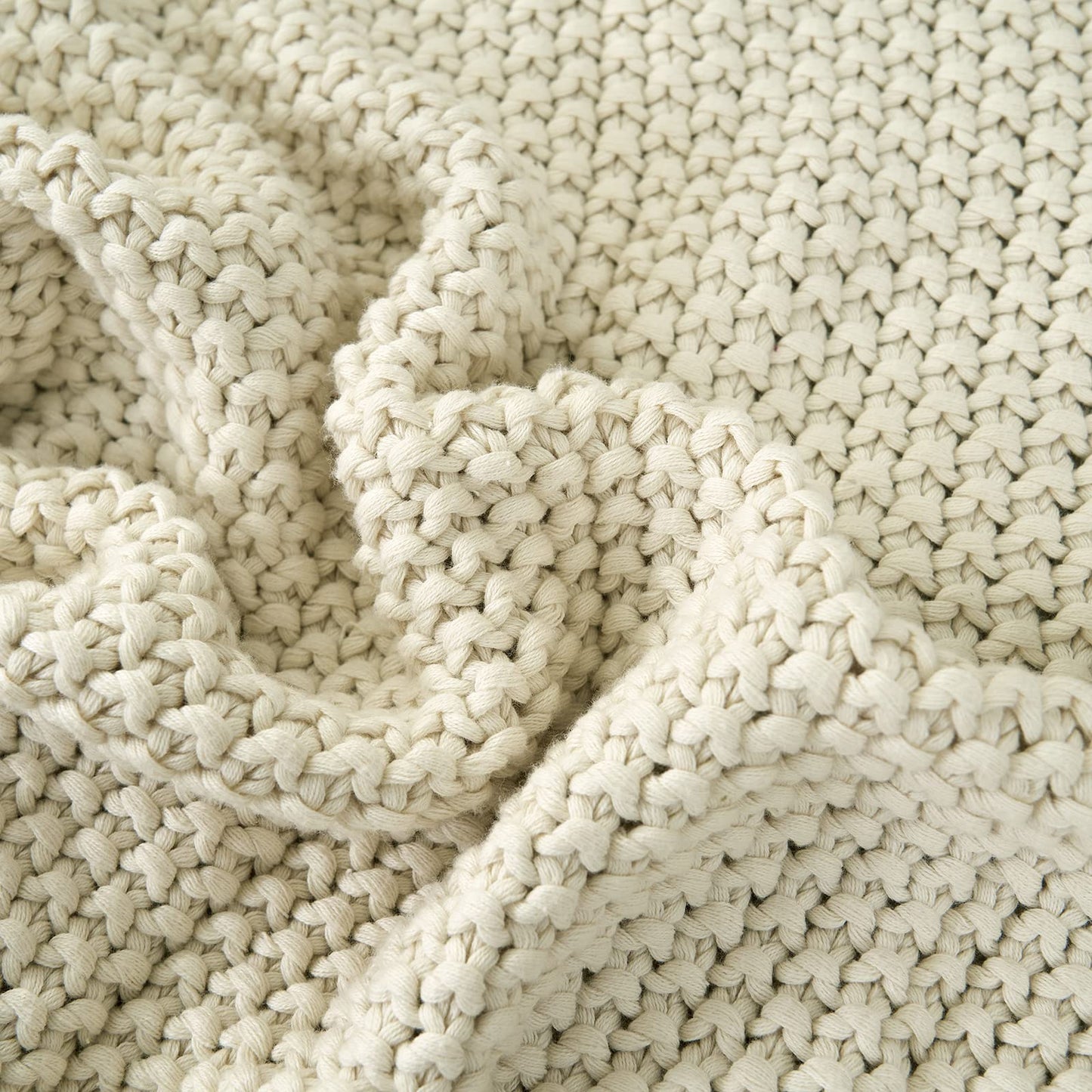 Chunky Cable Knit Throw Blanket Lightweight 100% Organic Cotton