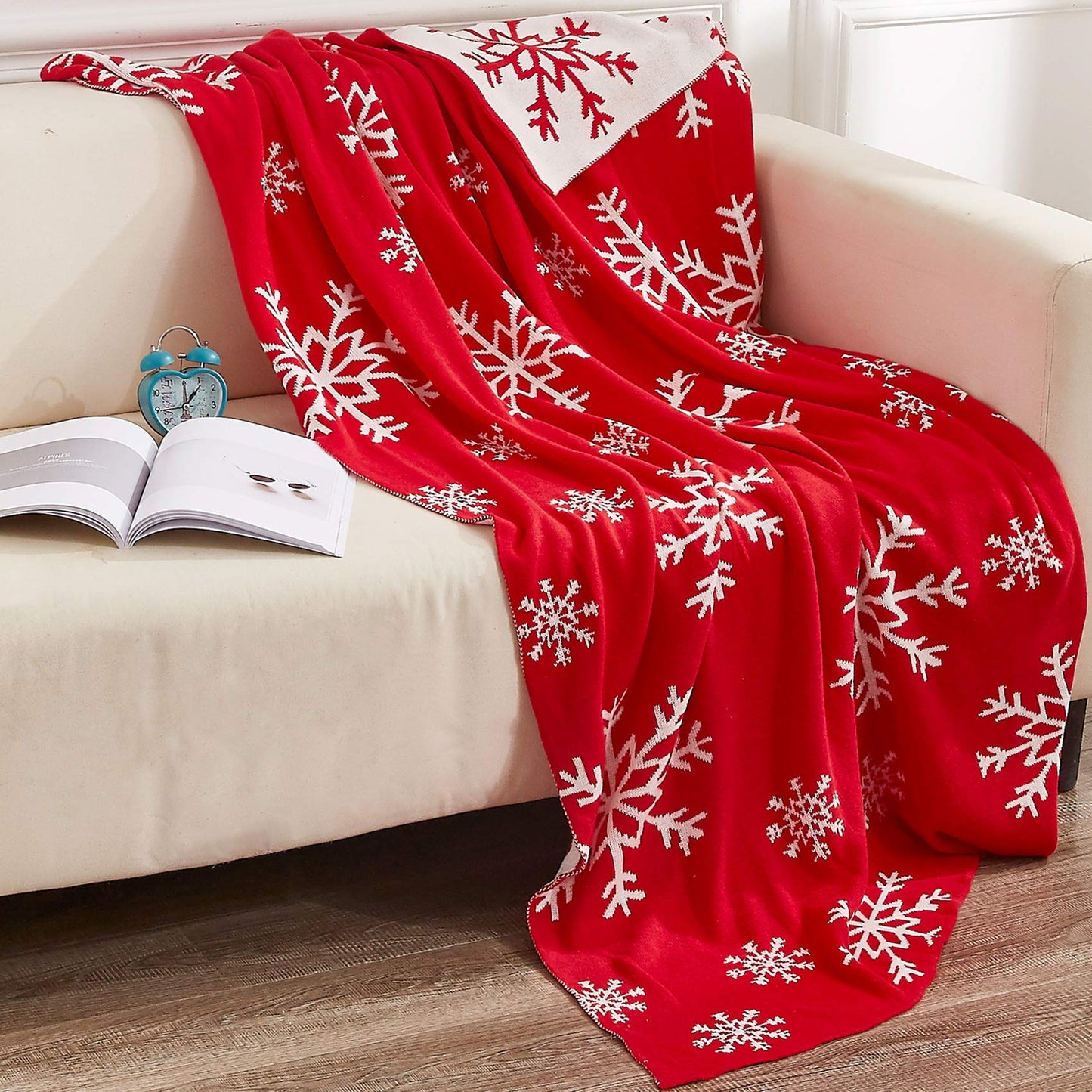 100% Pure Cotton Cable Knitted Super Soft Throw Blanket