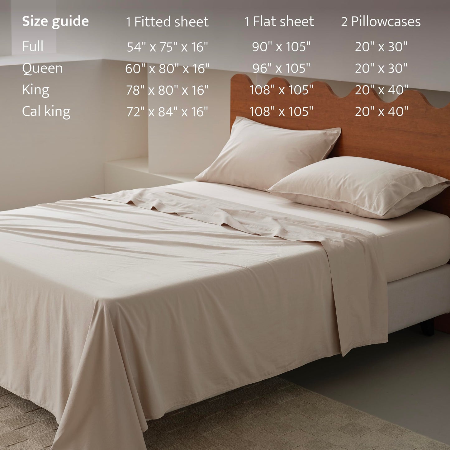 Double Stitch Organic Cotton Sheets - Soft & Breathable Sheet Set 4 Piece, Luxury 300 TC