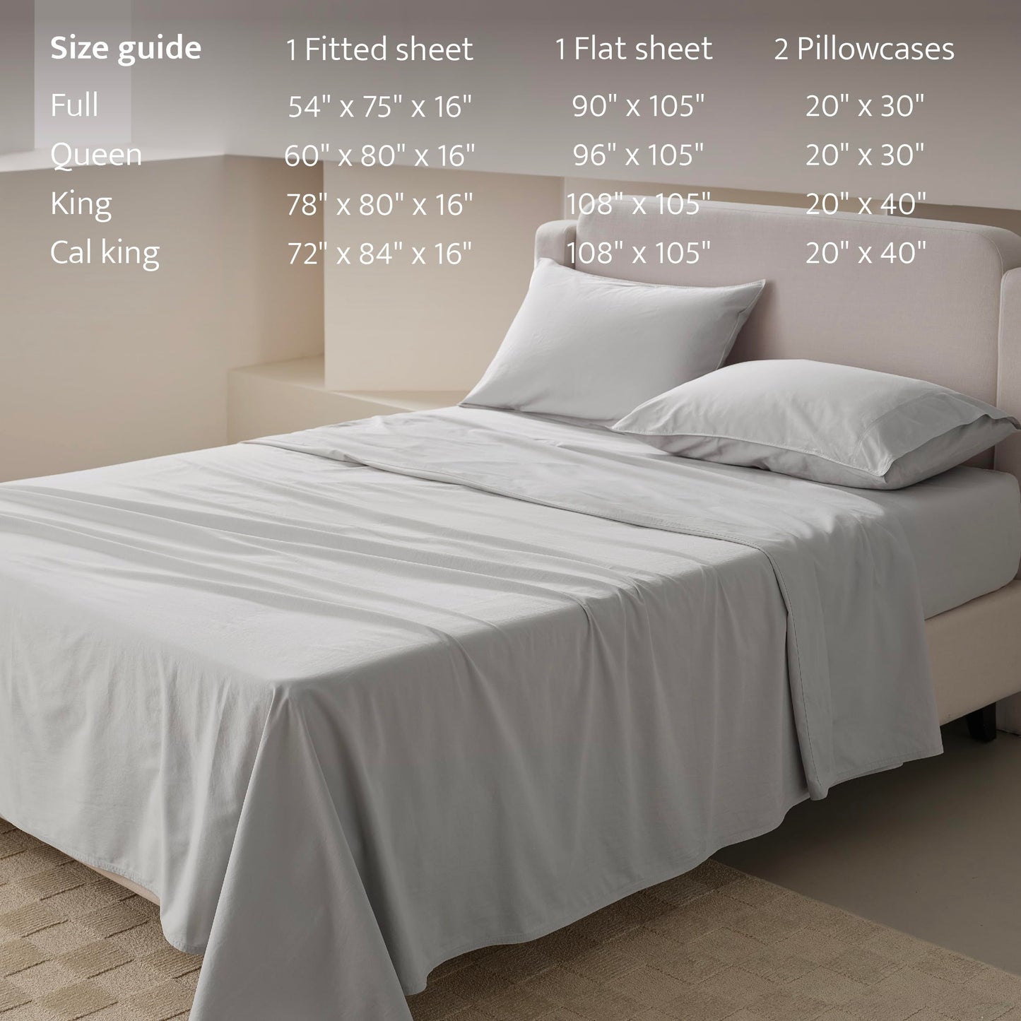 Double Stitch Organic Cotton Sheets - Soft & Breathable Sheet Set 4 Piece, Luxury 300 TC