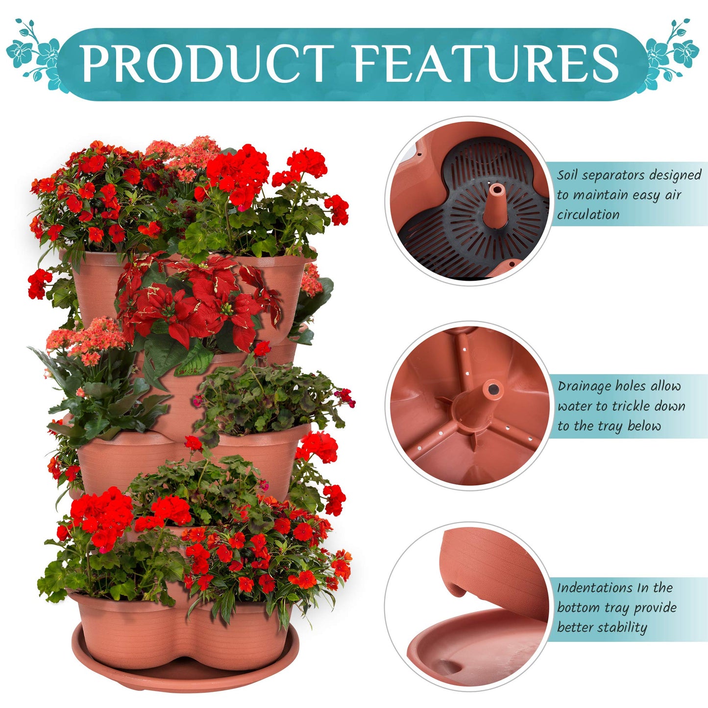 Stackable Planter- Grow Vegetables, Herbs, and Succulents with Ease