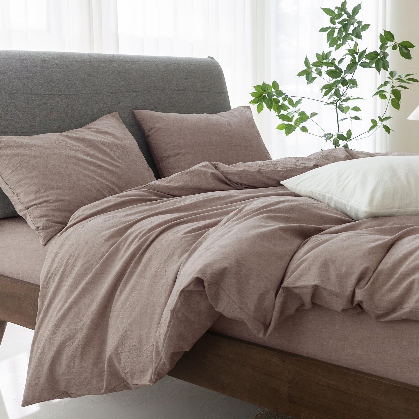 Bedding Duvet Cover Set Linen Like Texture 100% Cotton - Breathable