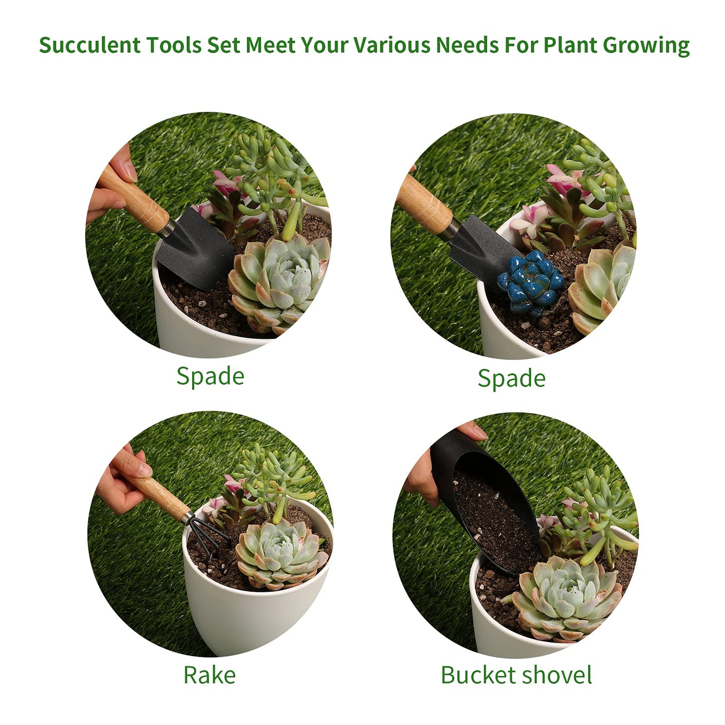 5Pcs Mini Garden Tool Kit for Seedling Soil, Houseplant, Bonsi and More