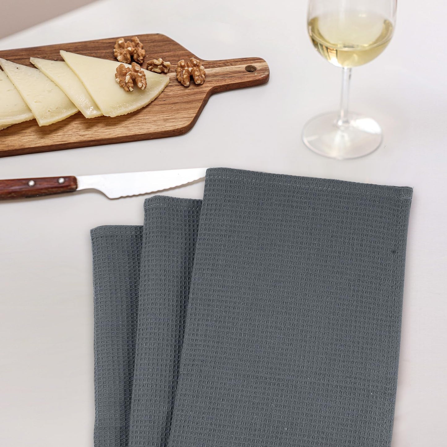 Dish Towels Set, 100% Cotton 6 Pack, Super Absorbent for Drying and Cleaning