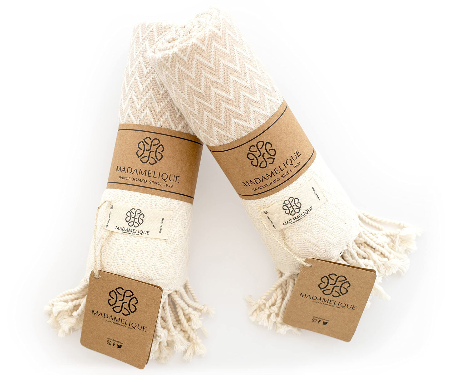 Exclusive Hand Towels Set of 2-18 x 40 Inches - 100% Pure Cotton