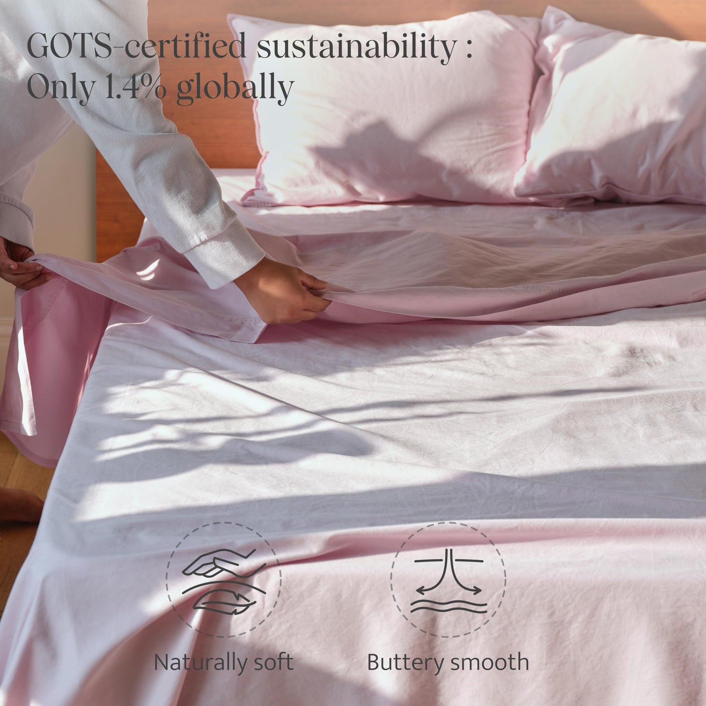 Double Stitch Organic Cotton Sheets - Soft & Breathable Sheet Set 4 Piece, Luxury 300 TC