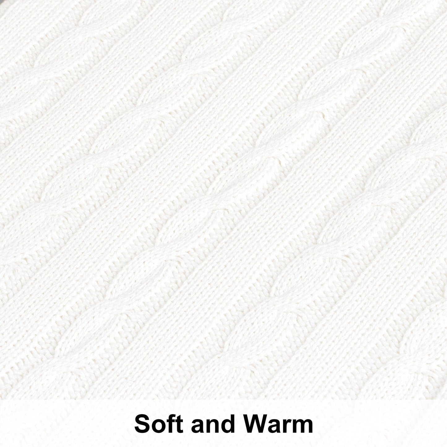 100% Pure Cotton Cable Knitted Super Soft Throw Blanket