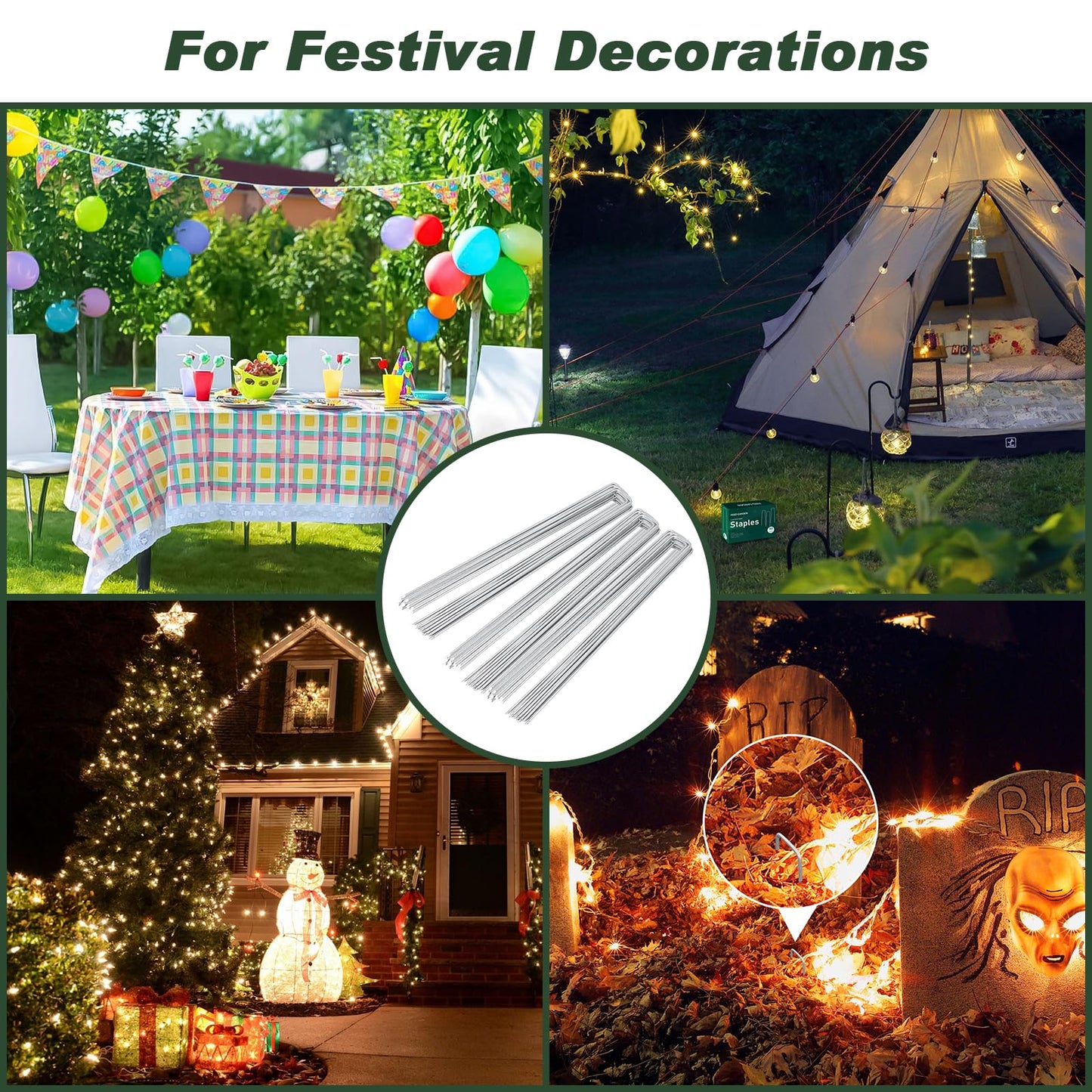 Galvanized Landscape Staples 11 Gauge Anti-Rust Garden Stakes