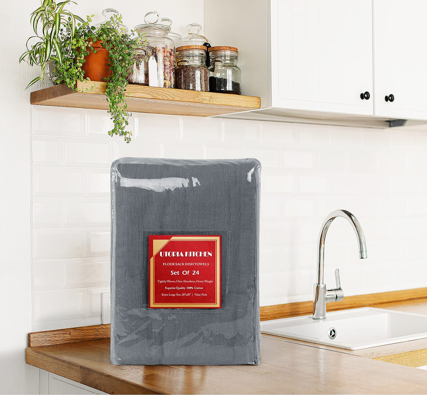 100% Cotton Tea Towels for Cleaning & Drying - Highly Absorbent Kitchen Dish Cloth