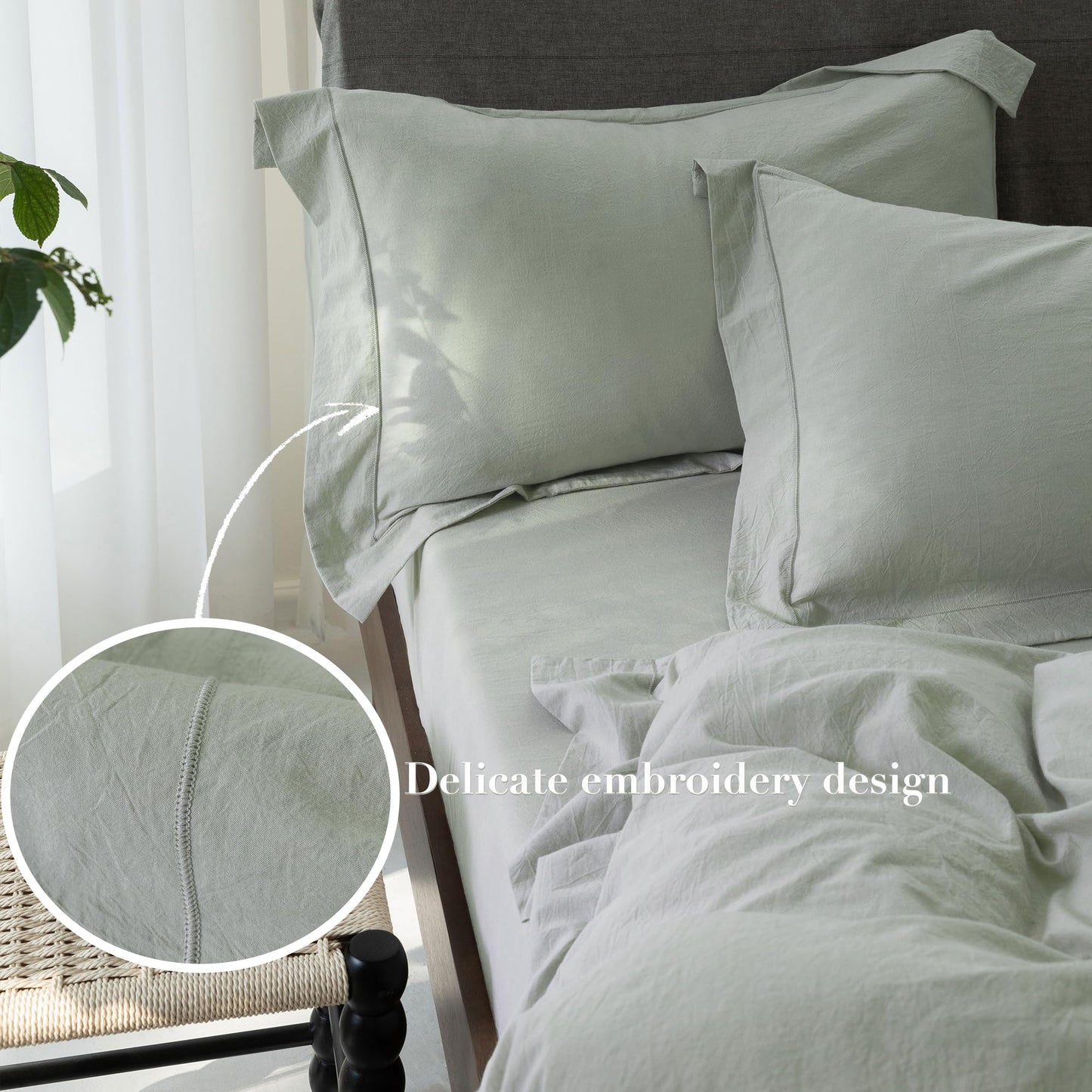 Bedding Duvet Cover Set Linen Like Texture 100% Cotton - Breathable