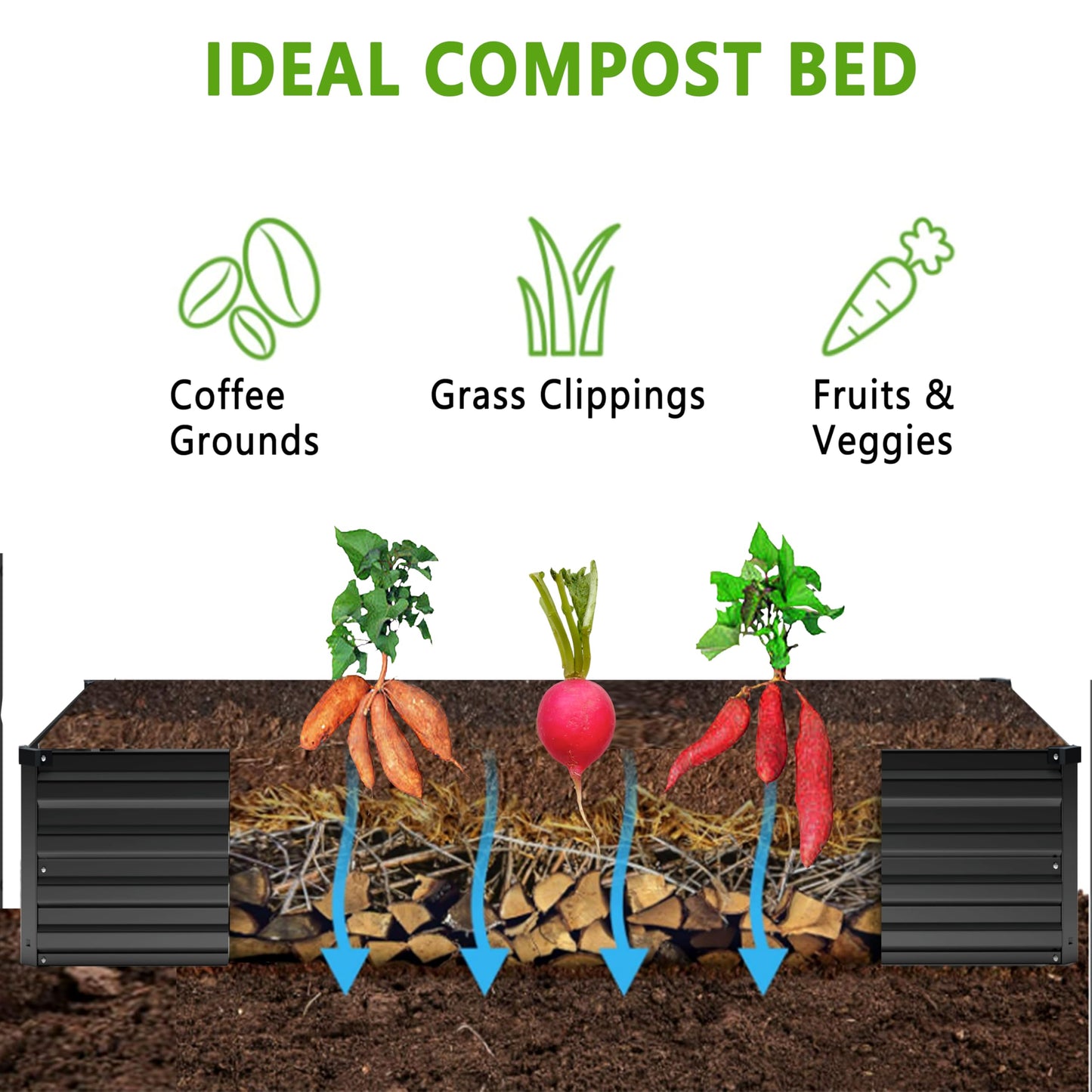 Raised Garden Bed Kit, Rectangle Metal Flower Box,Large Planter Raised Beds