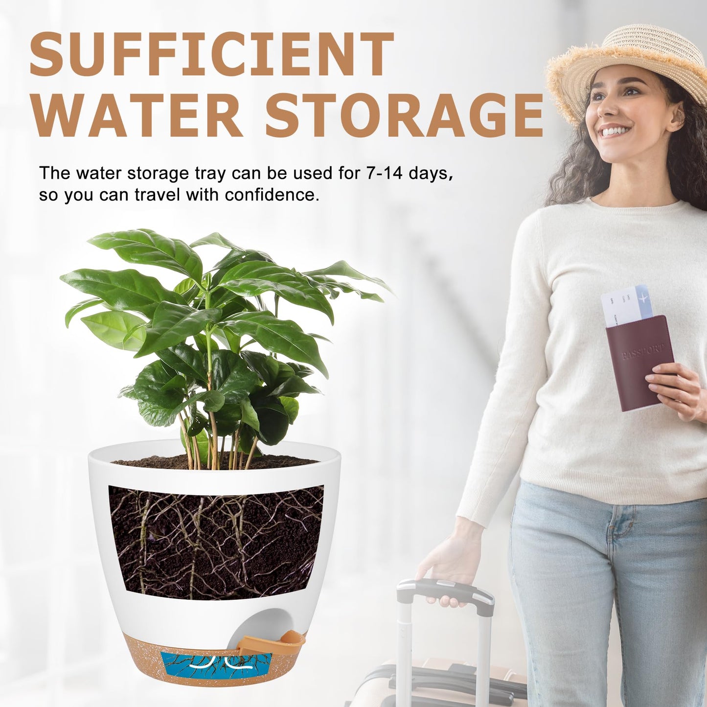 Self Watering Pots, Set of 5 Plastic Planters INdoor/Outdoor