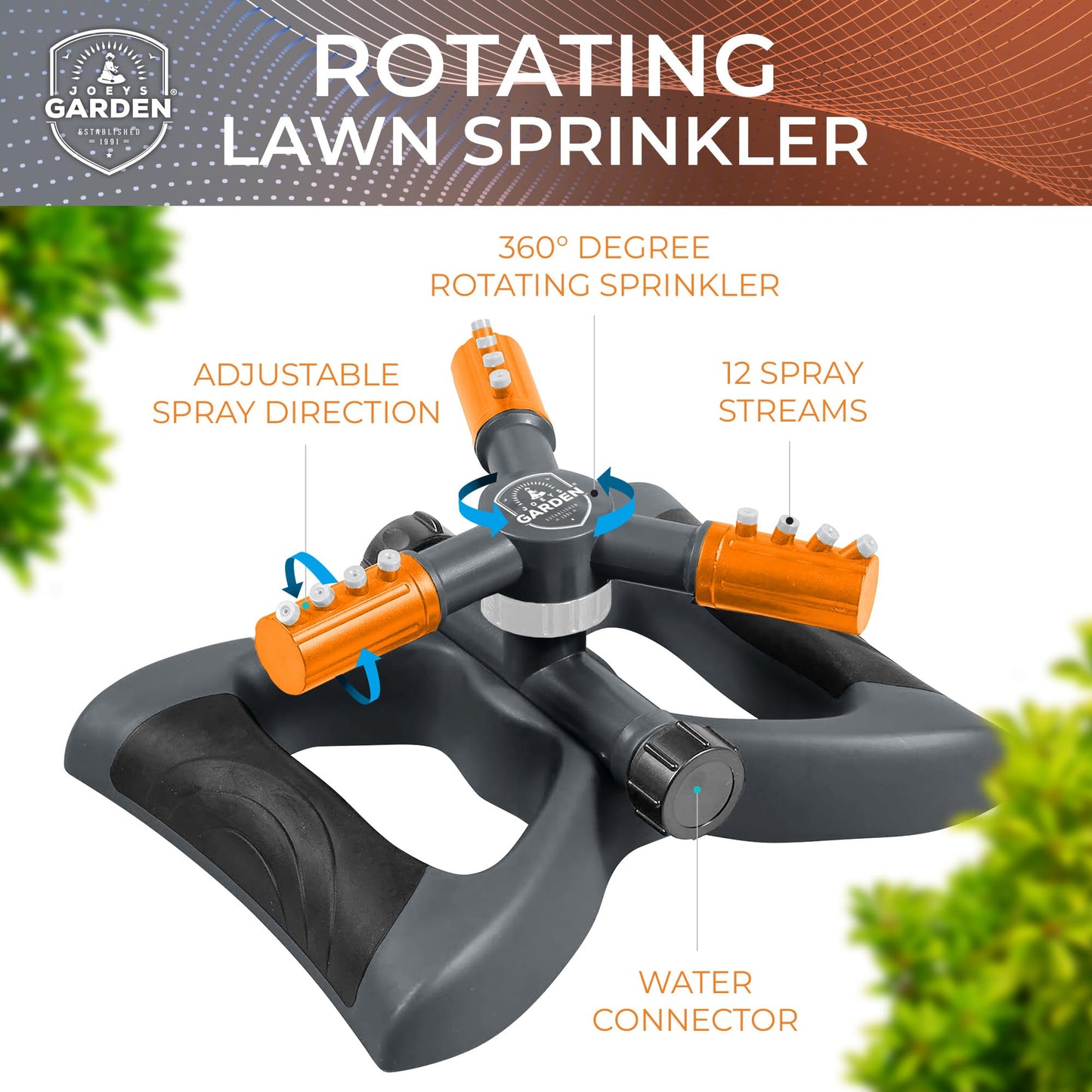 Rotating Garden Sprinkler for Large Area Coverage