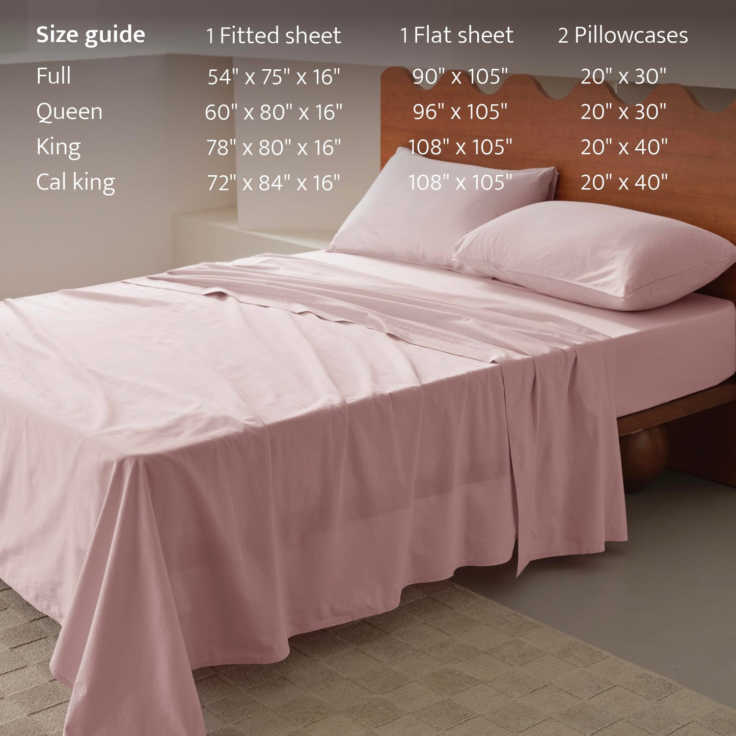 Double Stitch Organic Cotton Sheets - Soft & Breathable Sheet Set 4 Piece, Luxury 300 TC