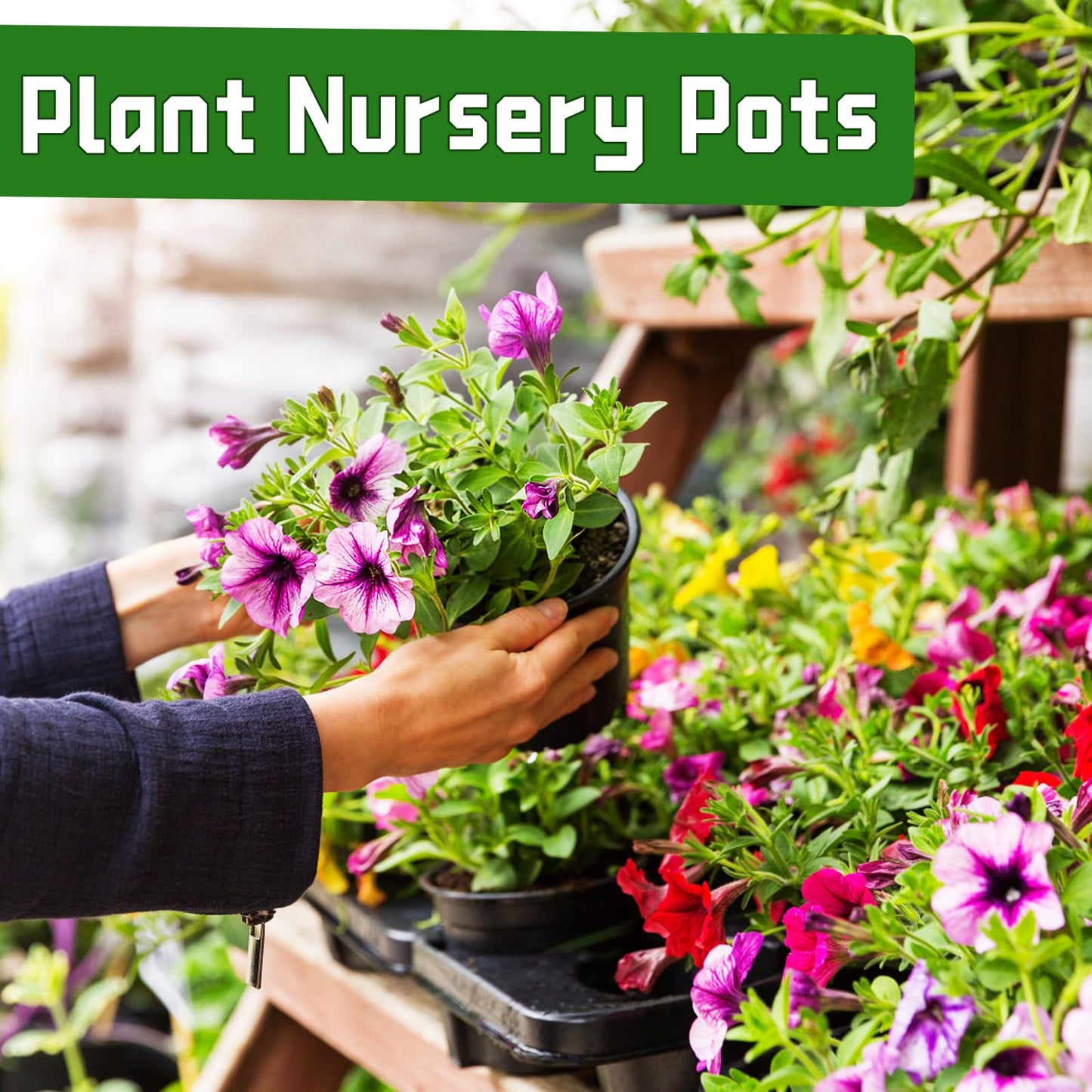 Plant Pots,Black Plastic Pots with Drainage Holes