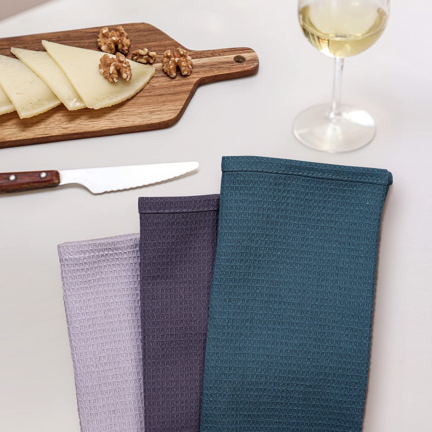 Dish Towels Set, 100% Cotton 6 Pack, Super Absorbent for Drying and Cleaning