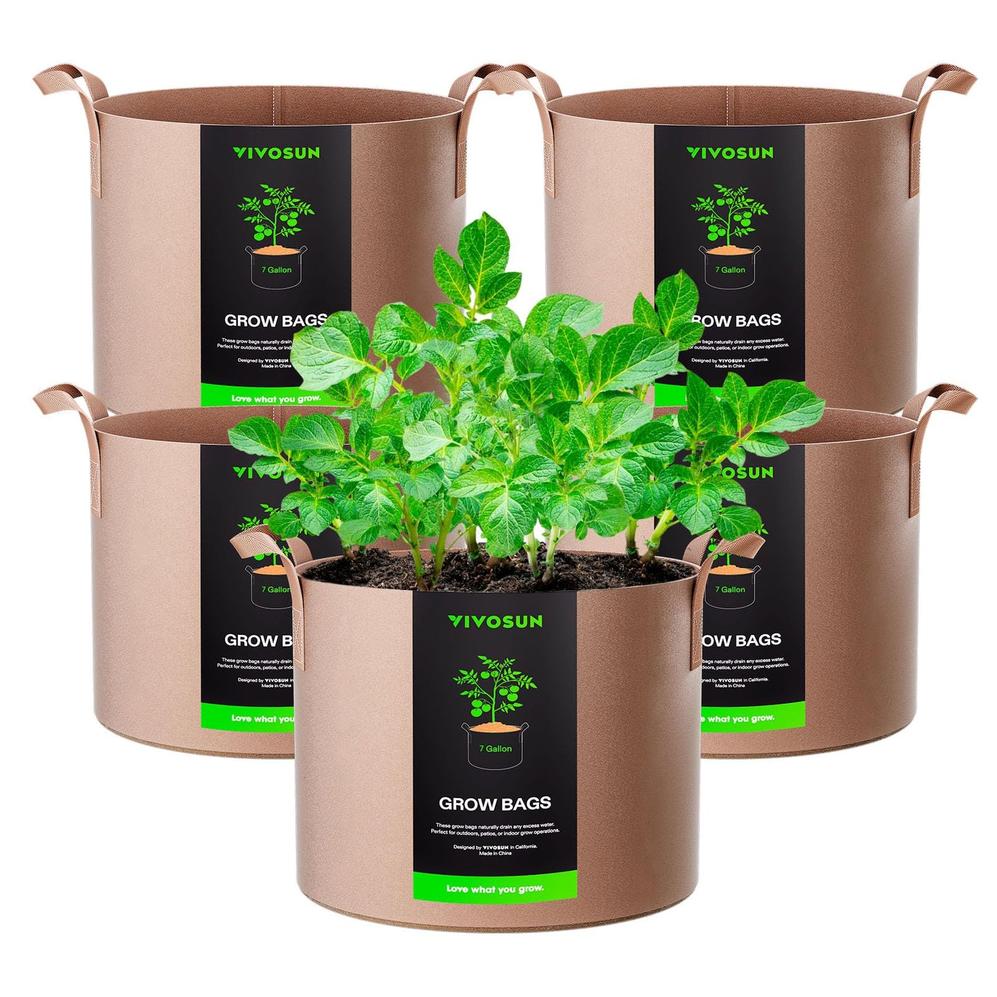 5-Pack 5 Gallon Grow Bags Heavy Duty Plant Fabric Pots with Handles