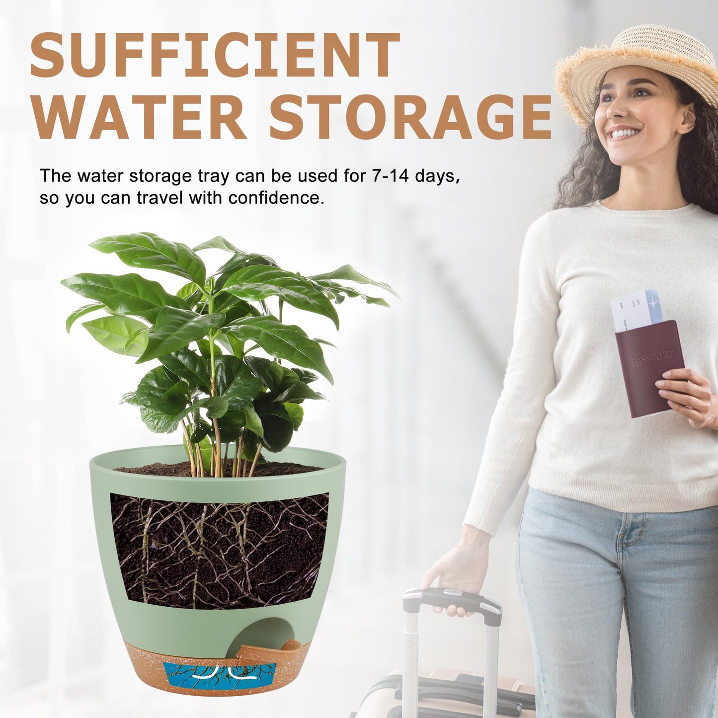 Self Watering Pots, Set of 5 Plastic Planters INdoor/Outdoor