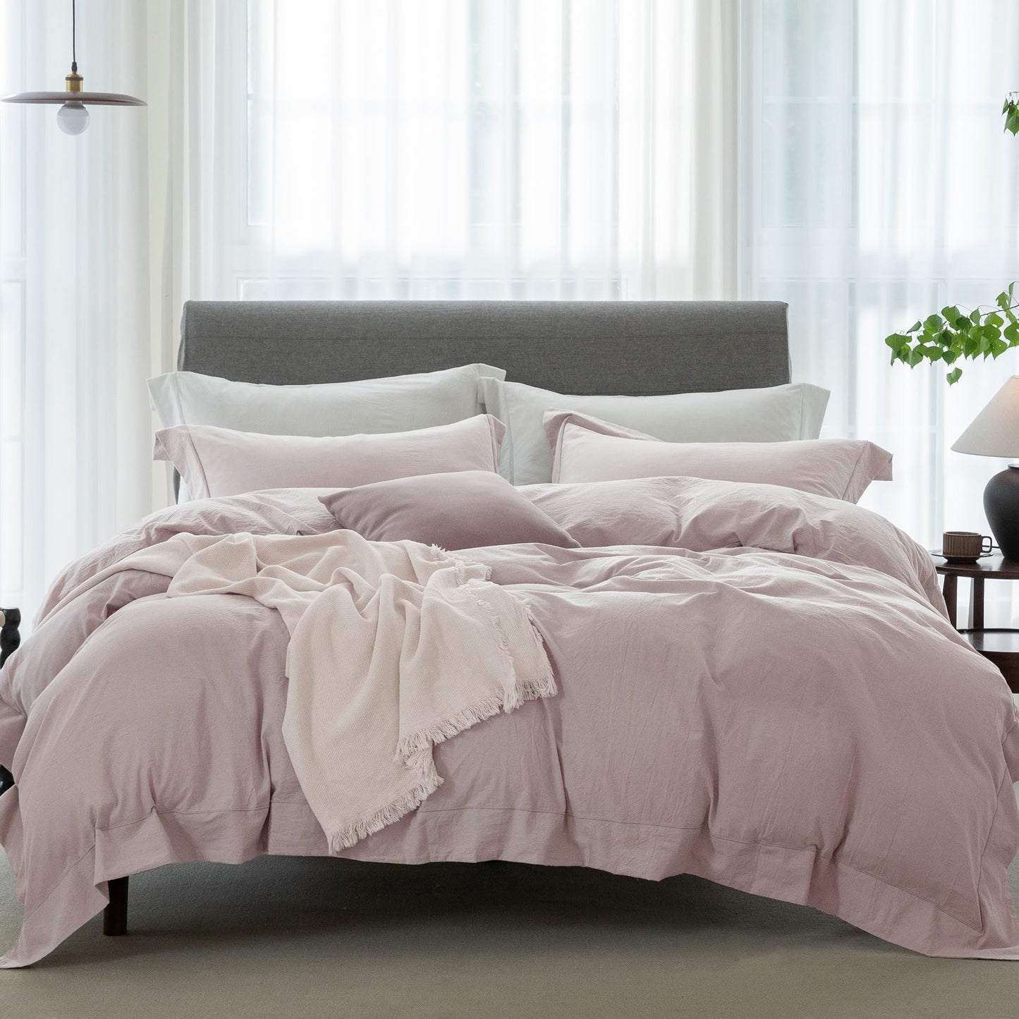 Bedding Duvet Cover Set Linen Like Texture 100% Cotton - Breathable