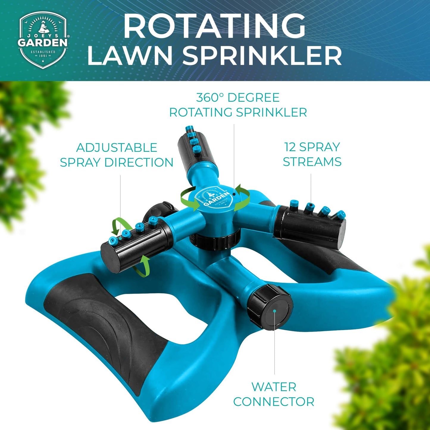 Rotating Garden Sprinkler for Large Area Coverage
