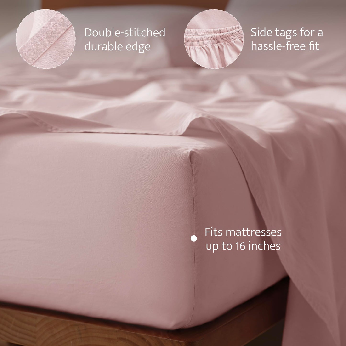Double Stitch Organic Cotton Sheets - Soft & Breathable Sheet Set 4 Piece, Luxury 300 TC