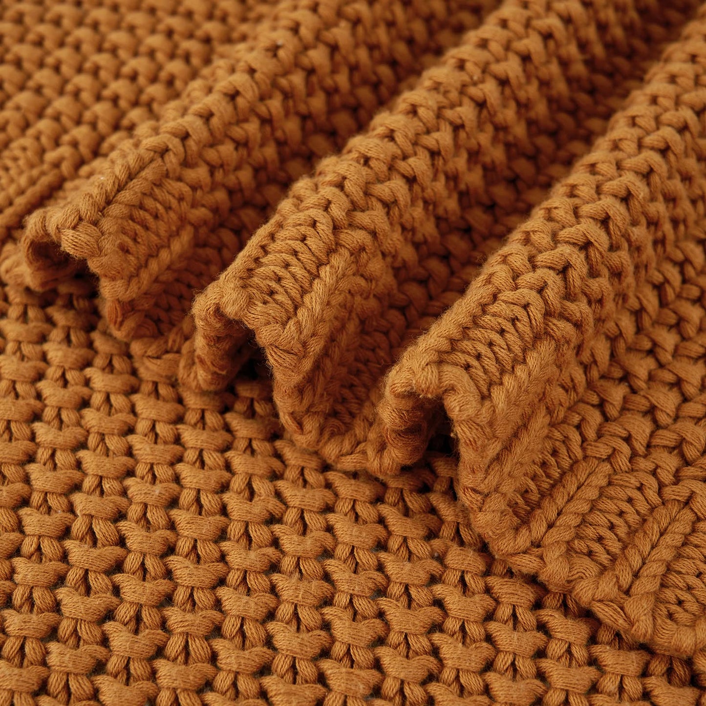 Chunky Cable Knit Throw Blanket Lightweight 100% Organic Cotton