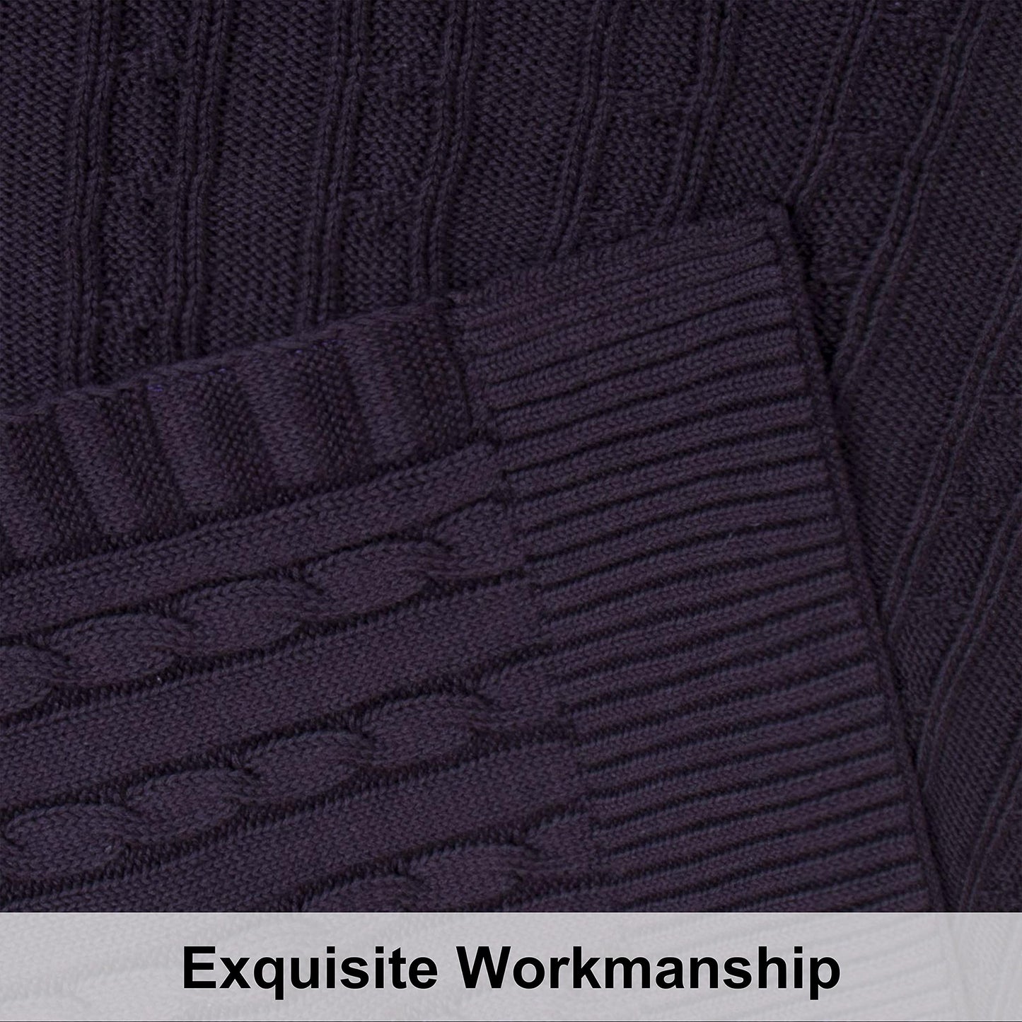 100% Pure Cotton Cable Knitted Super Soft Throw Blanket