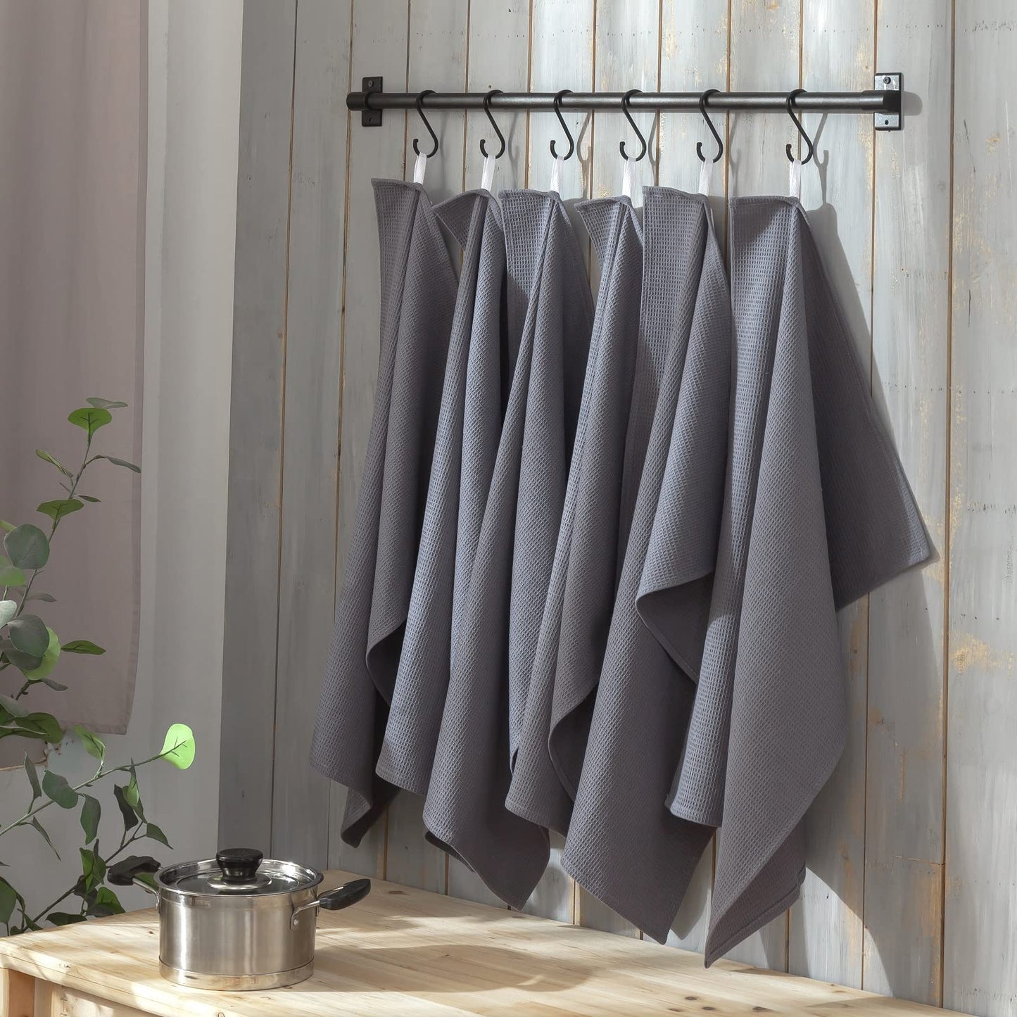 Dish Towels Set, 100% Cotton 6 Pack, Super Absorbent for Drying and Cleaning