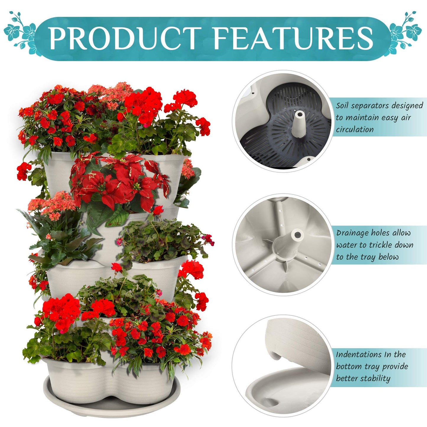 Stackable Planter- Grow Vegetables, Herbs, and Succulents with Ease