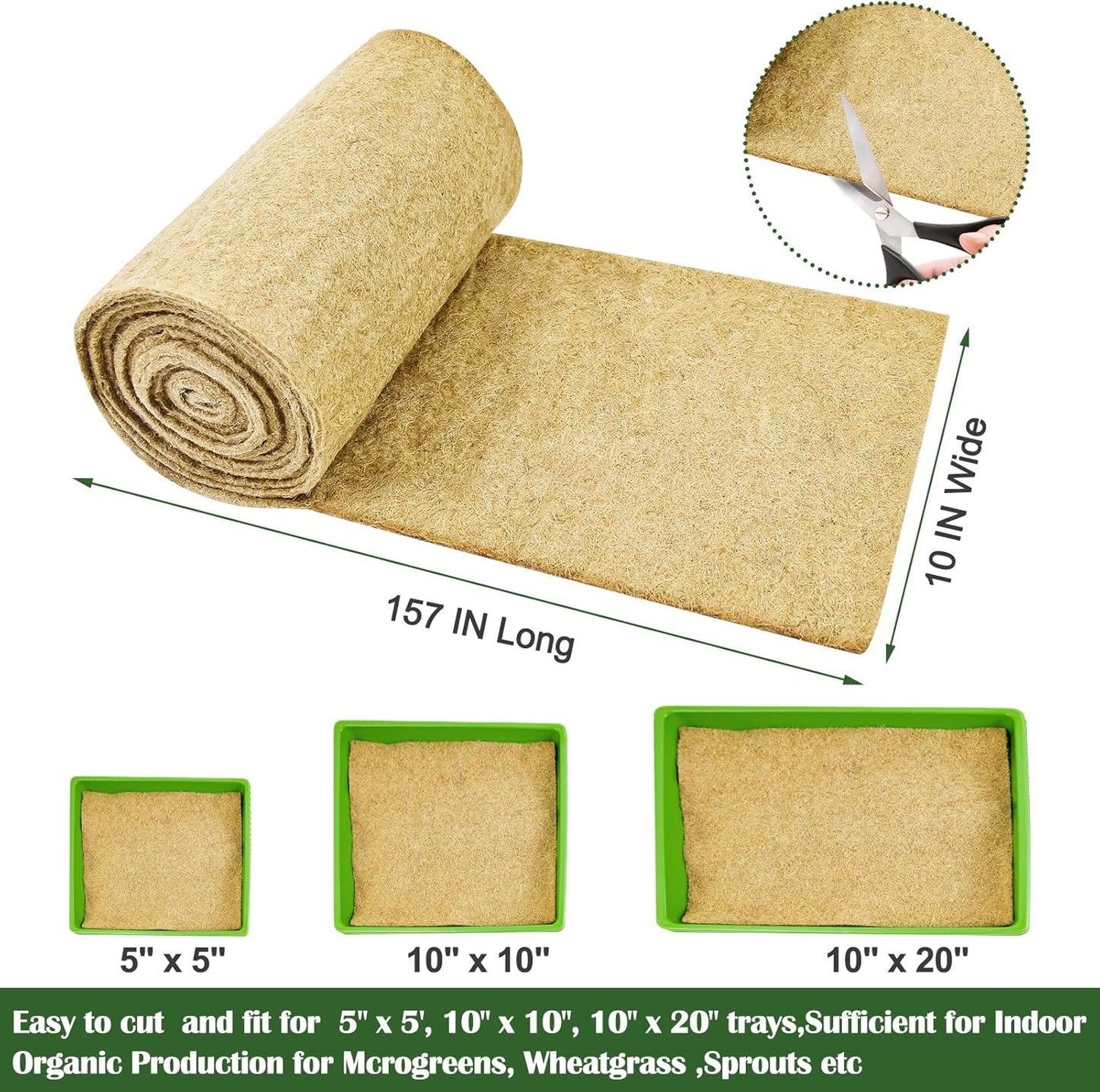 1Roll 10" Microgreen Growing Mat Hemp Fiber Grow Mats