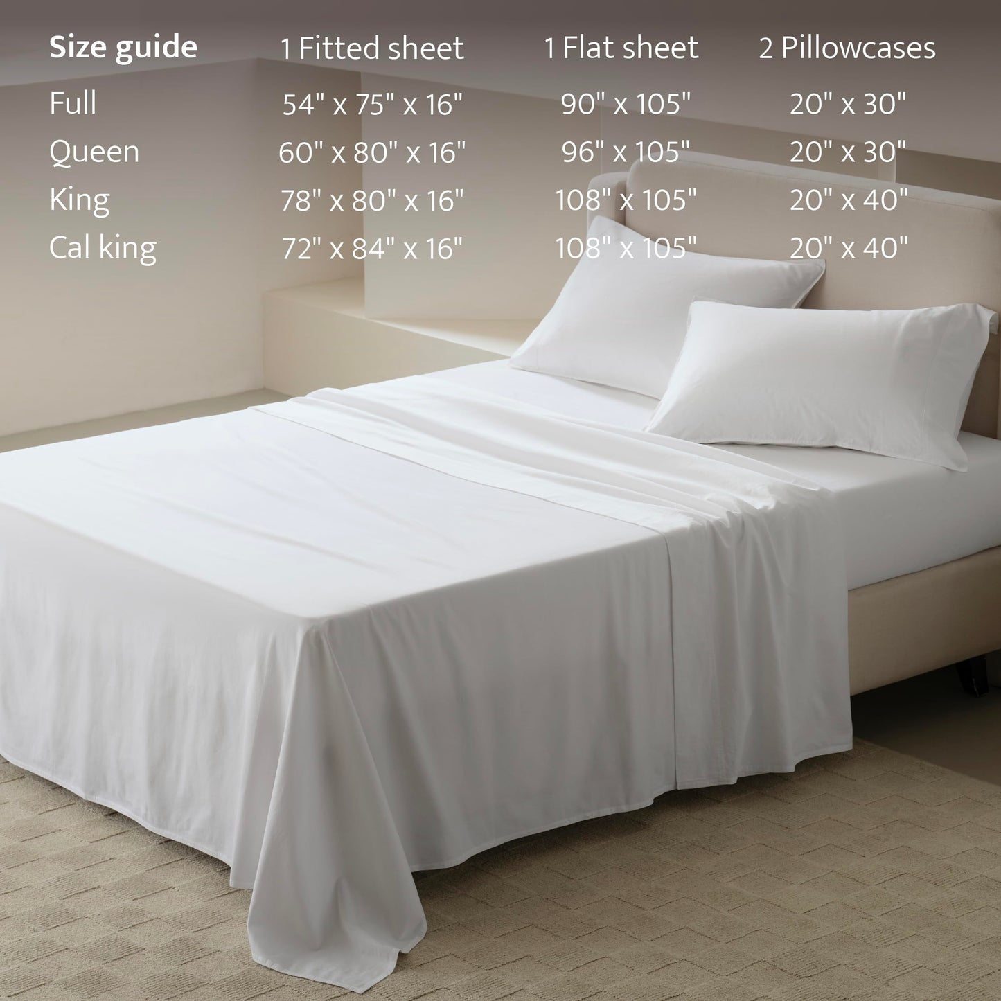 Double Stitch Organic Cotton Sheets - Soft & Breathable Sheet Set 4 Piece, Luxury 300 TC