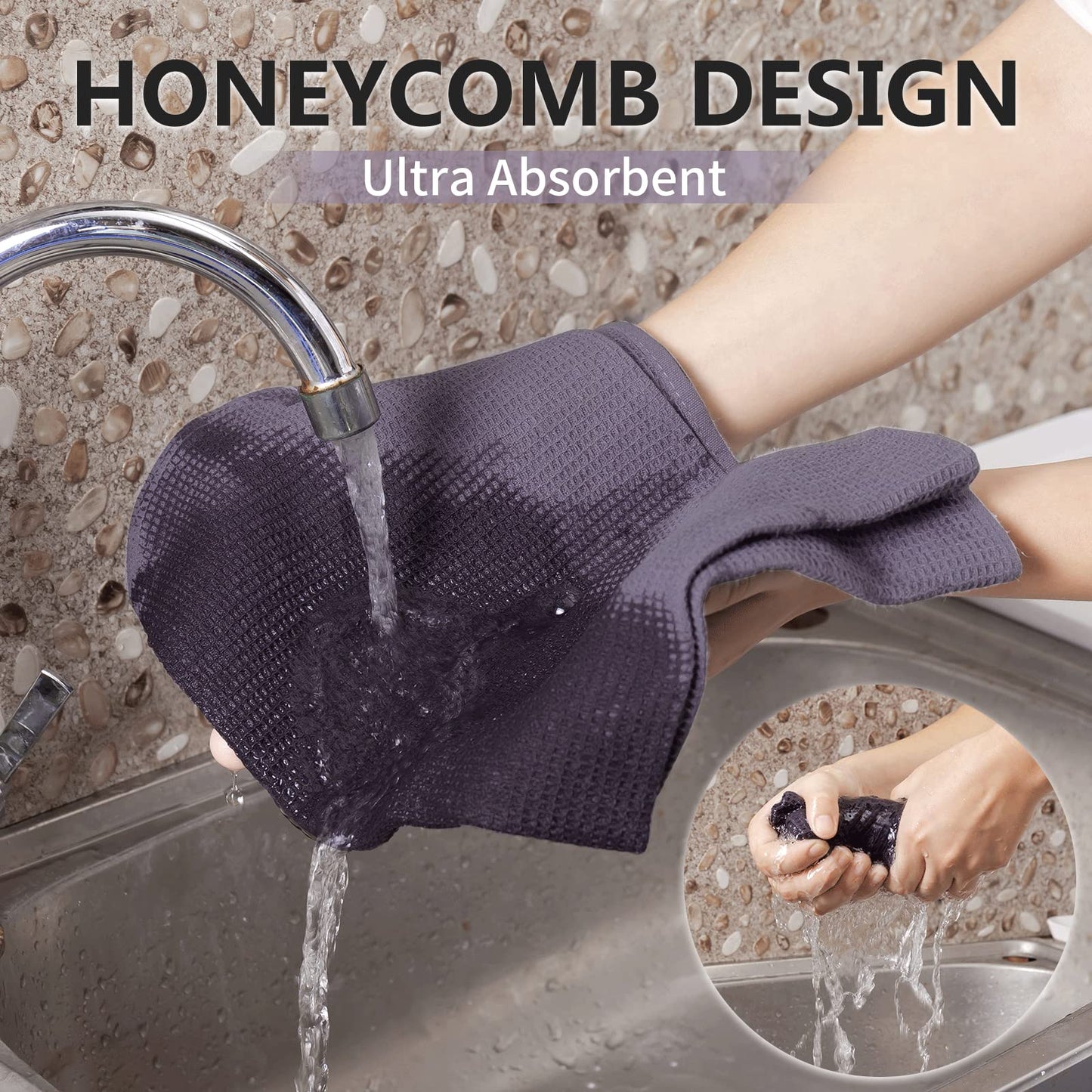 Dish Towels Set, 100% Cotton 6 Pack, Super Absorbent for Drying and Cleaning