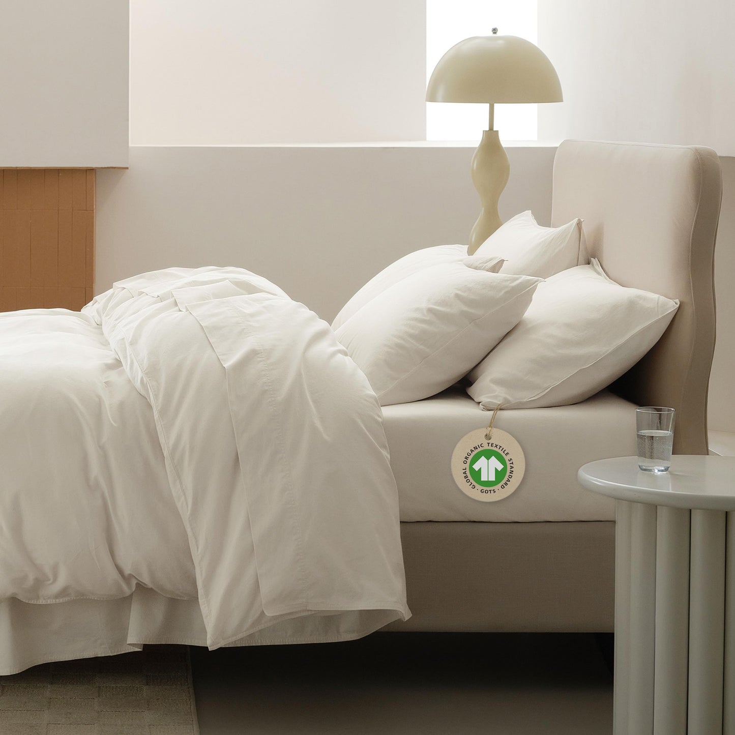 Double Stitch Organic Cotton Sheets - Soft & Breathable Sheet Set 4 Piece, Luxury 300 TC